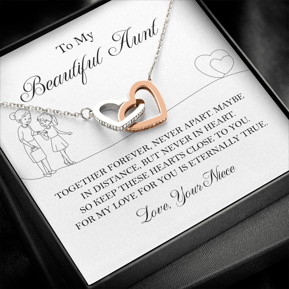 Load image into Gallery viewer, &quot;To my Beautiful Aunt&quot; Joined Hearts Necklace
