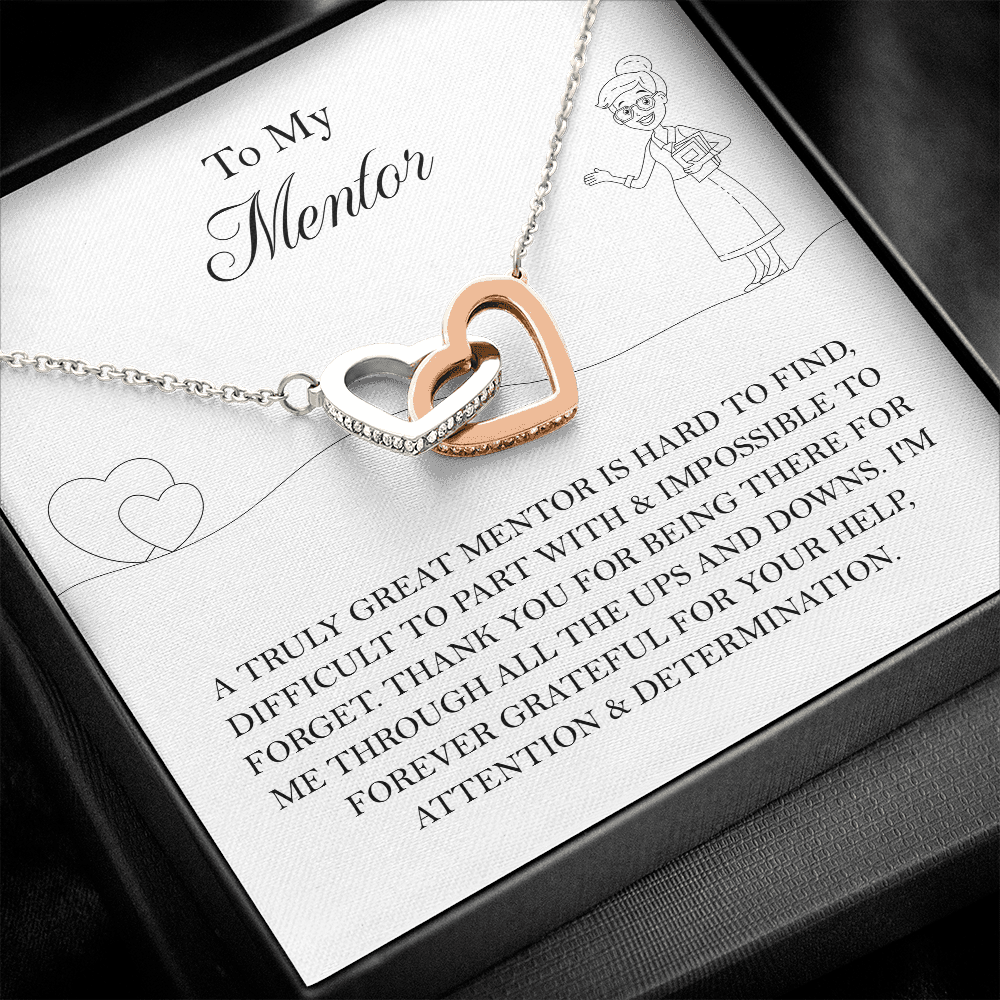 "To my Mentor" Joined Hearts Necklace