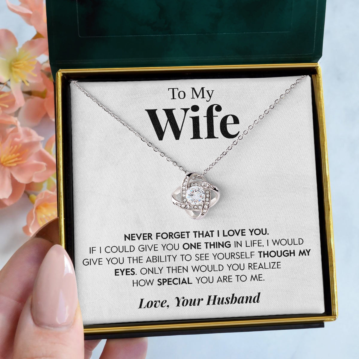 To My Wife | "Never Forget" | Love Knot Necklace