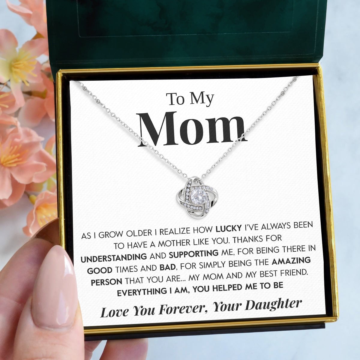 To My Mom | "Amazing Person" | Love Knot Necklace