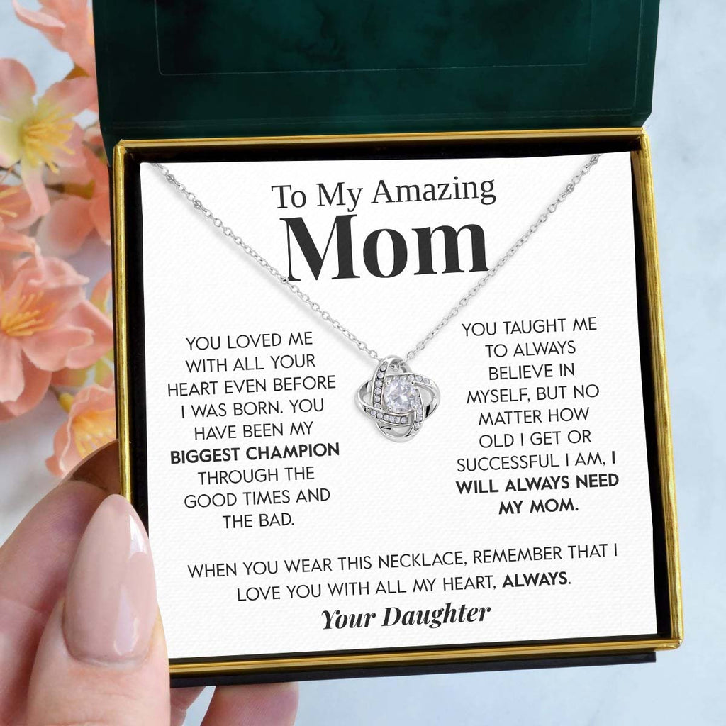 Load image into Gallery viewer, To My Amazing Mom | &quot;With All Your Heart&quot; | Love Knot Necklace
