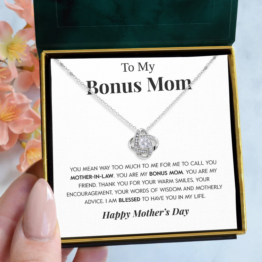 Load image into Gallery viewer, To My Bonus Mom | &quot;My Friend&quot; | Love Knot Necklace
