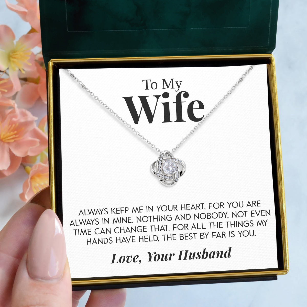 To My Wife | "Always in my Heart" | Love Knot Necklace