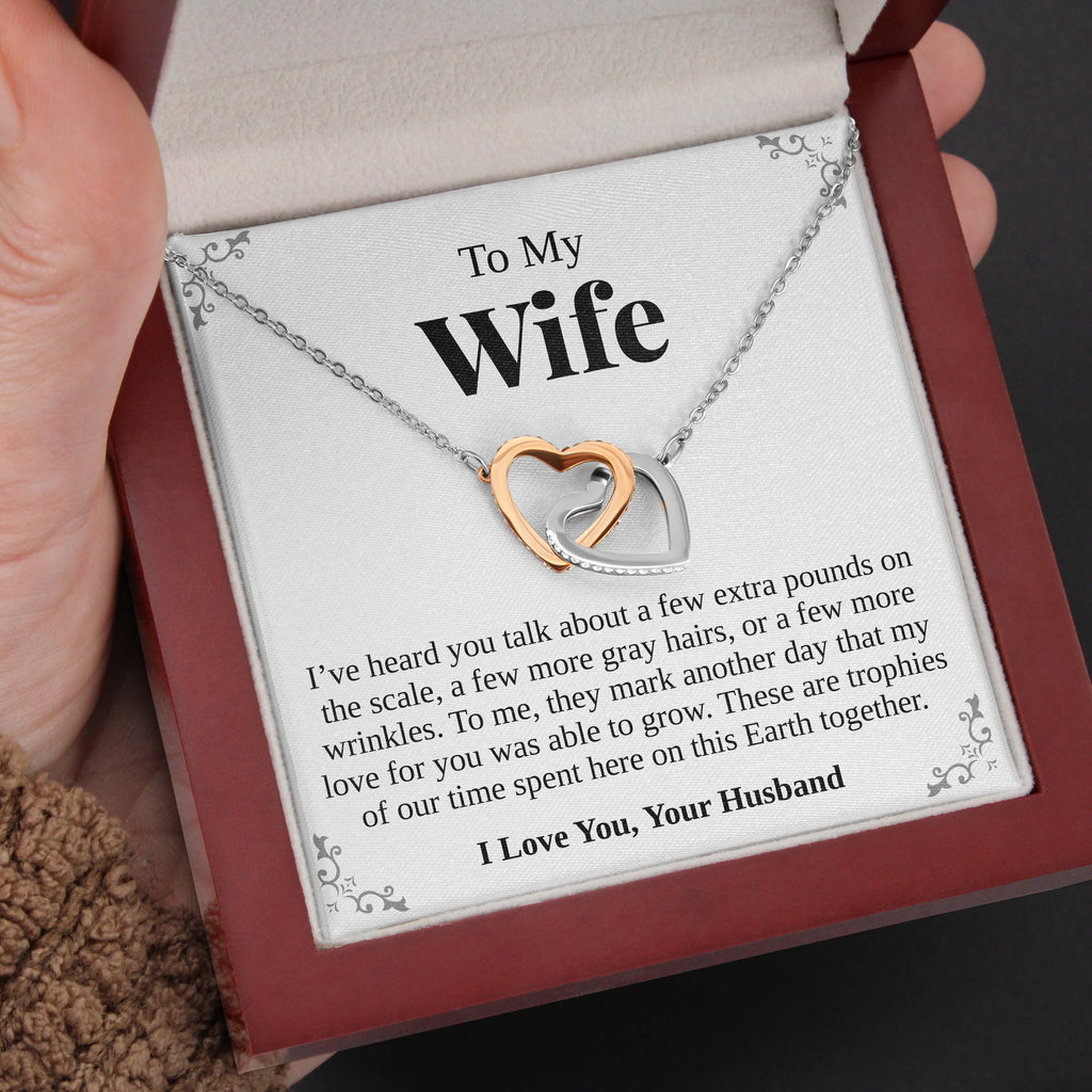 Load image into Gallery viewer, To My Wife | “Trophies” | Interlocking Hearts Necklace
