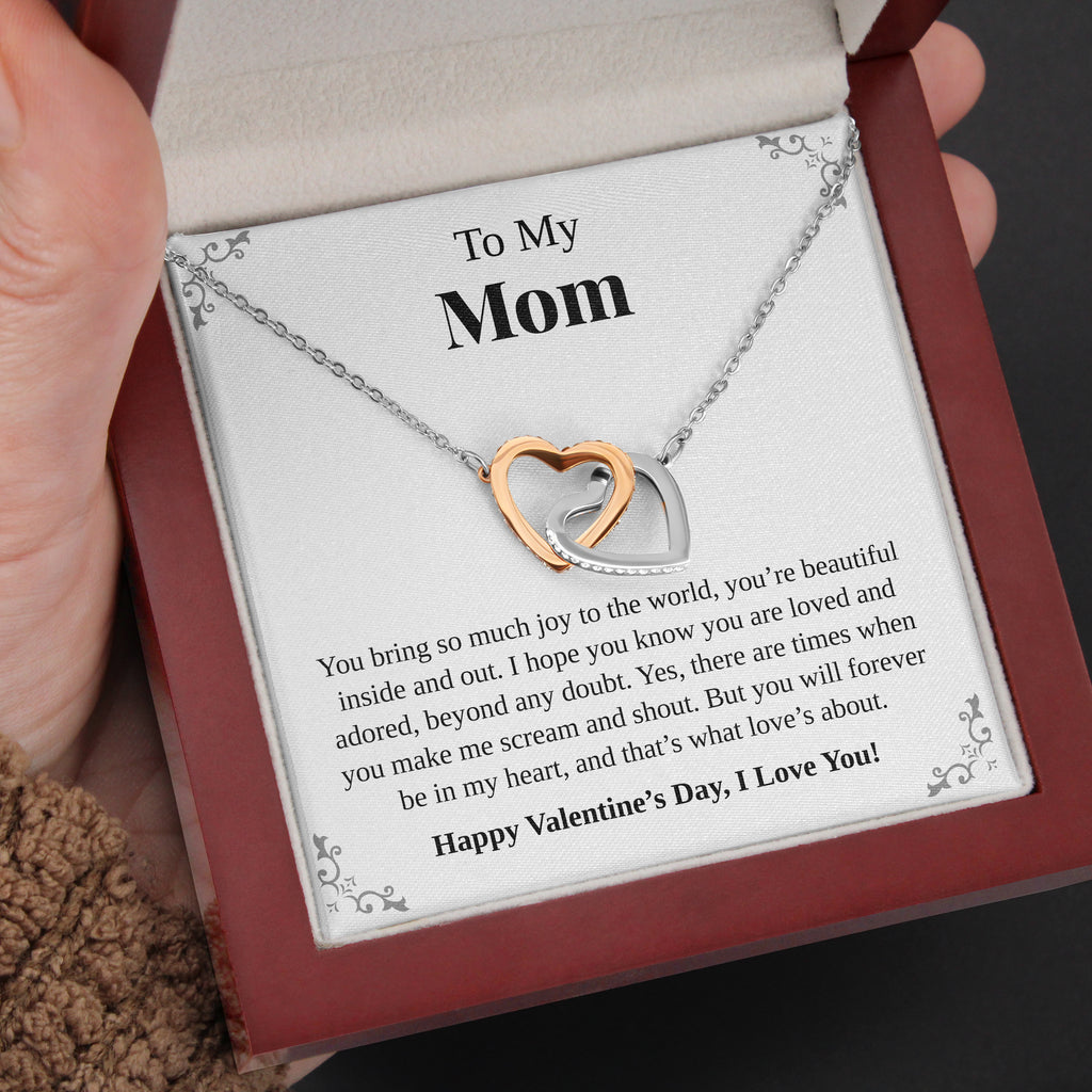Load image into Gallery viewer, To My Mom | “What Love’s About” | Interlocking Hearts Necklace
