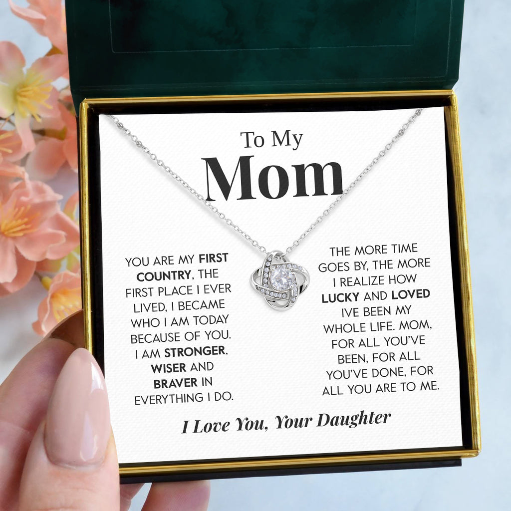 Load image into Gallery viewer, To My Mom | &quot;Lucky and Loved&quot; | Love Knot Necklace

