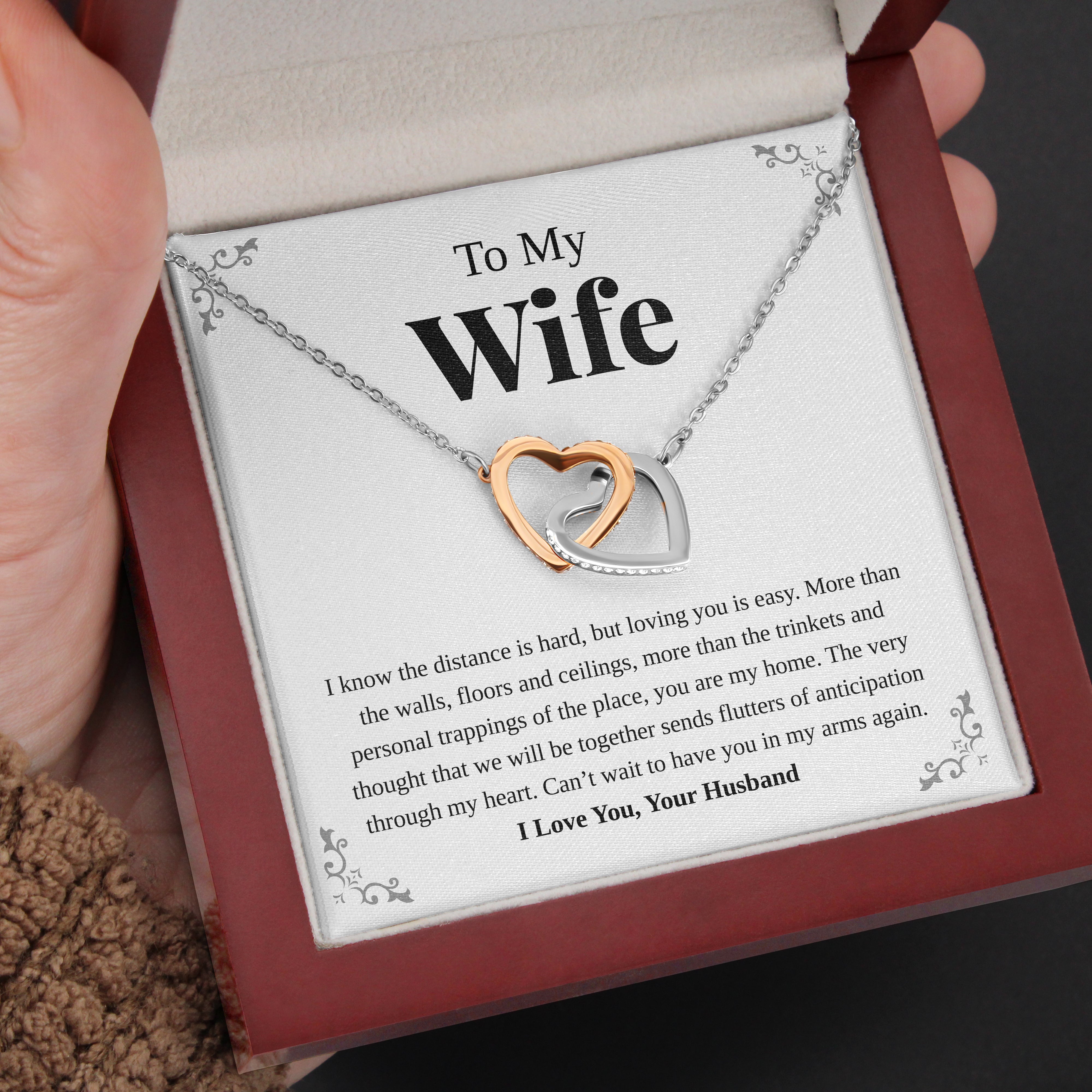 To My Wife | "Flutters of Anticipation" | Interlocking Hearts Necklace