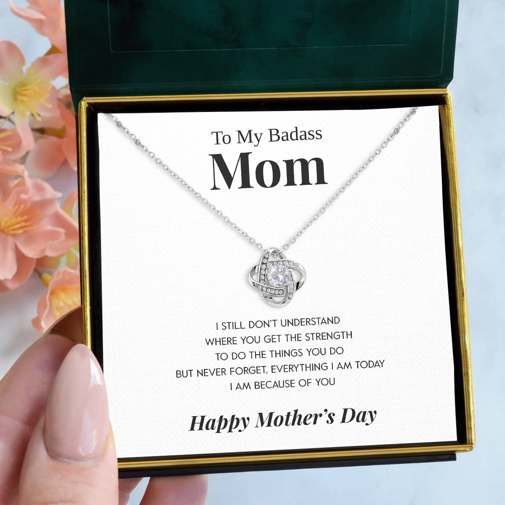 Load image into Gallery viewer, To My Badass Mom | &quot;Everything I Am&quot; | Love Knot Necklace
