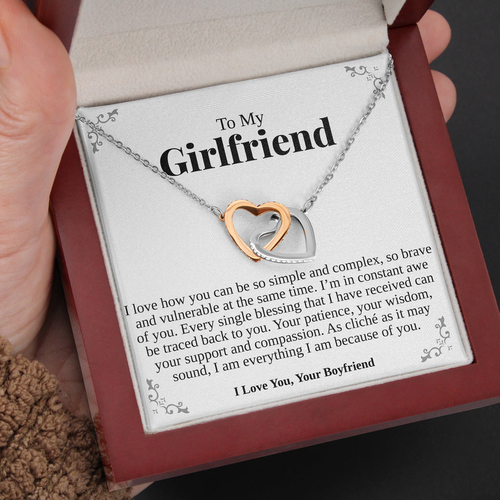 Load image into Gallery viewer, To My Girlfriend | &quot;Everything I Am” | Interlocking Hearts Necklace
