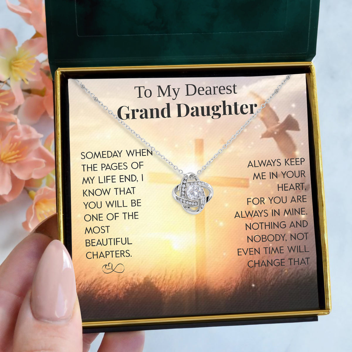 To My Dearest Granddaughter | "Pages of My Life" | Love Knot Necklace