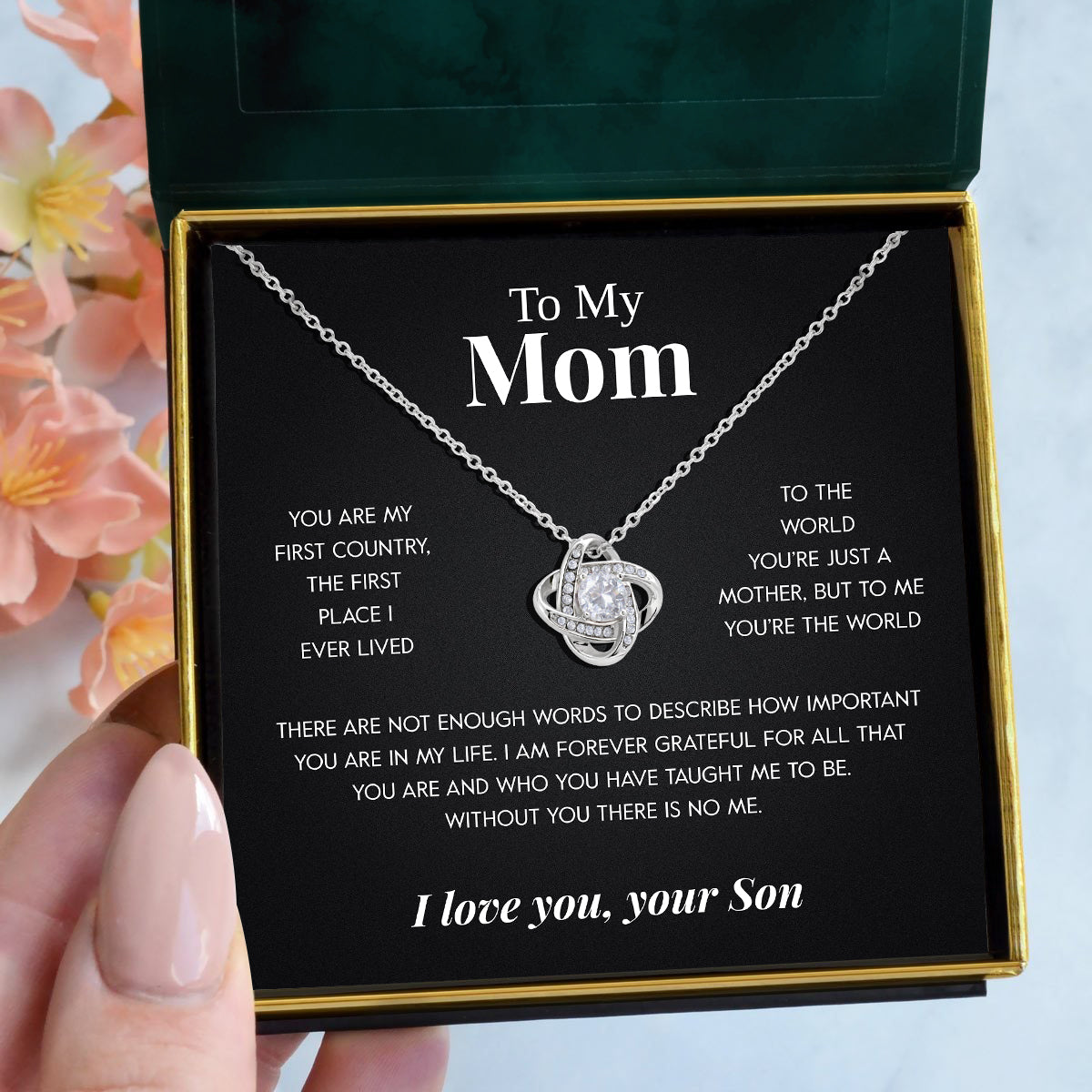 To My Mom | "My First Country" | Love Knot Necklace