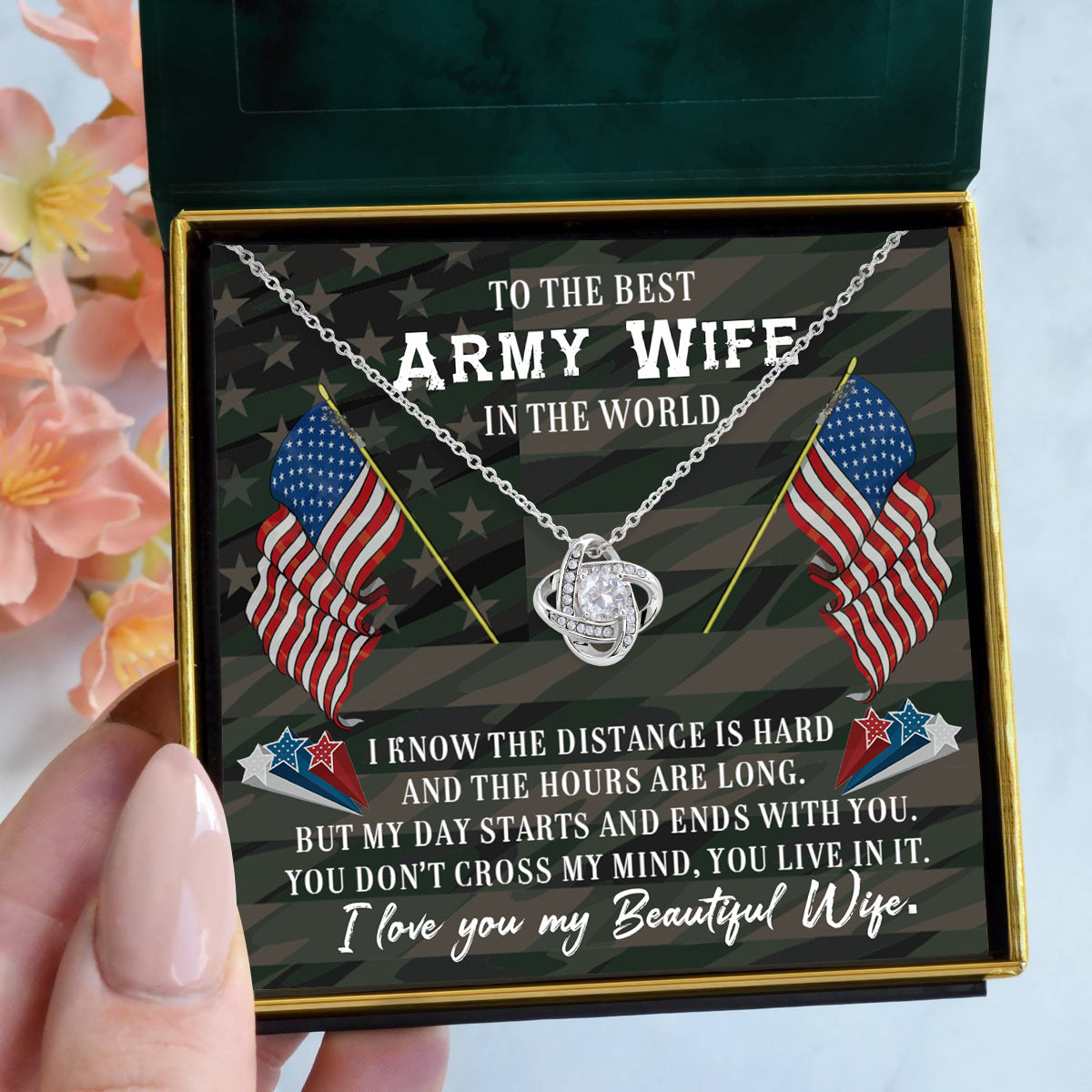 To The Best Army Wife | "You Live in my Mind" | Love Knot Necklace