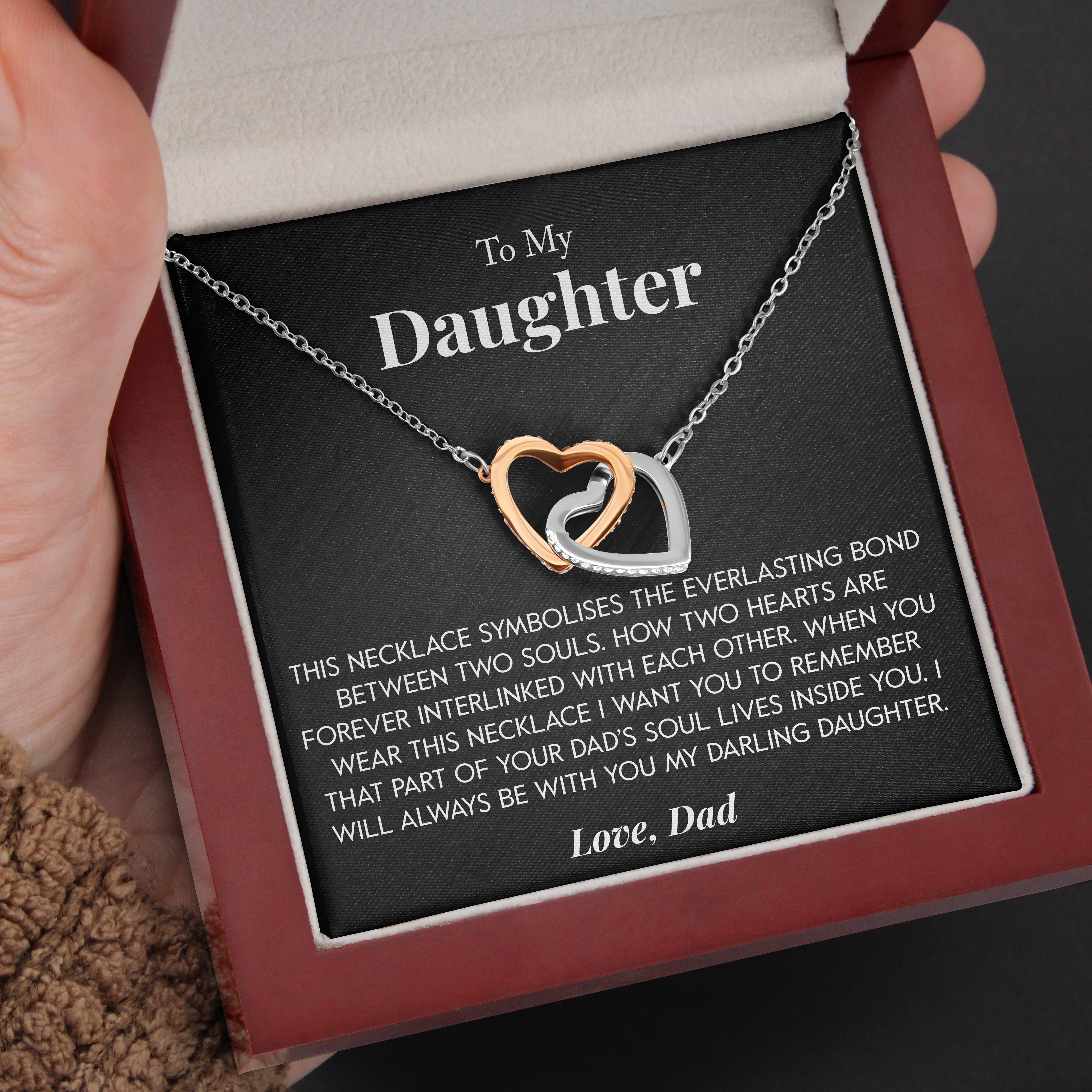 To My Daughter | "Everlasting Bond" | Interlocking Hearts Necklace