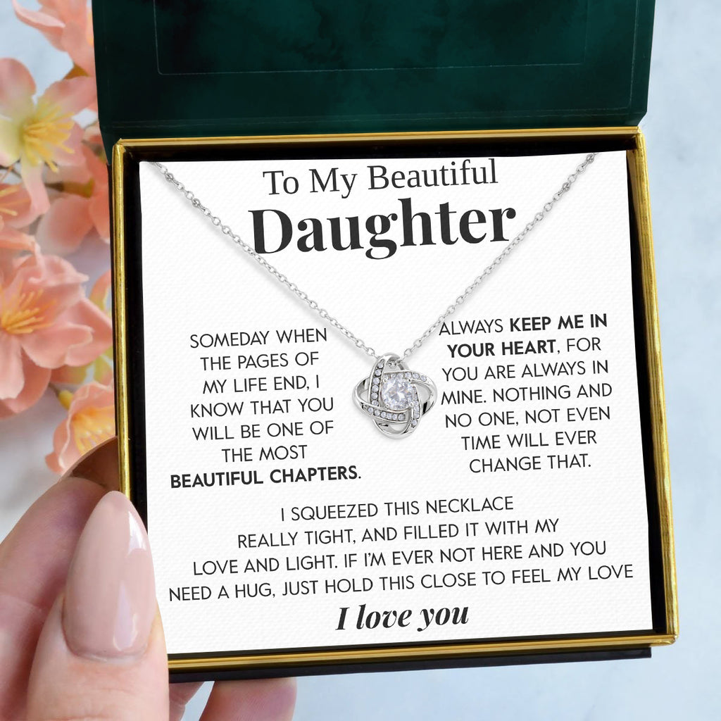 Load image into Gallery viewer, To My Beautiful Daughter | &quot;The Most Beautiful Chapter&quot; | Love Knot Necklace
