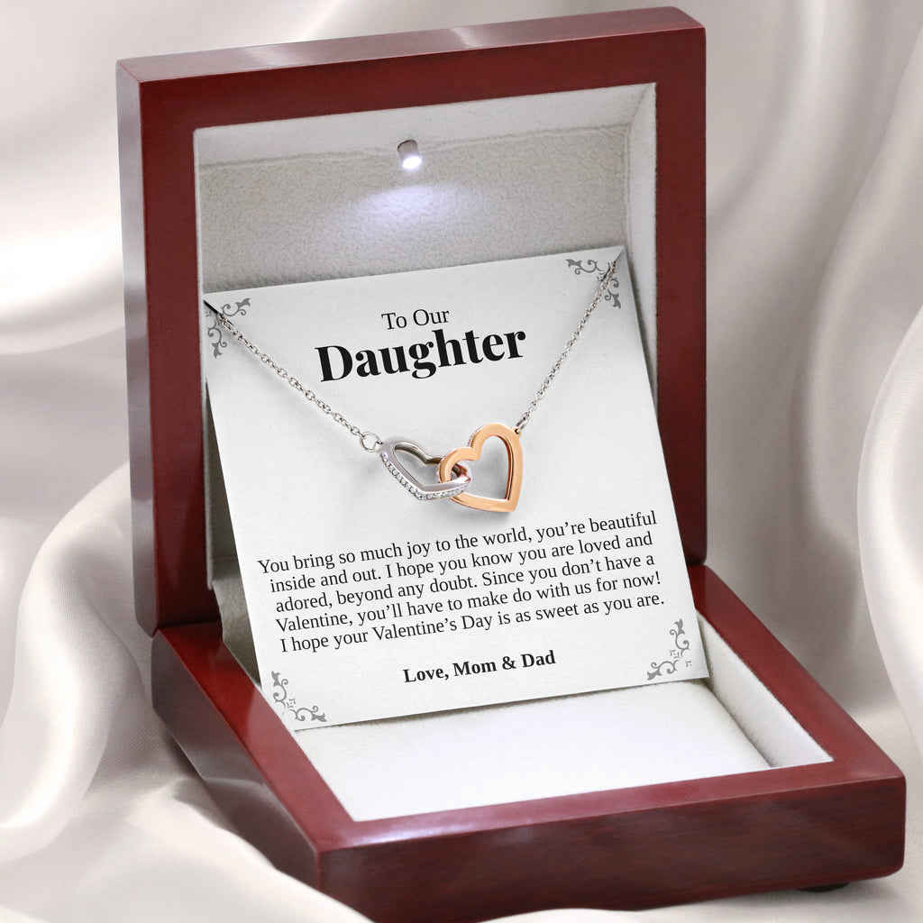 Load image into Gallery viewer, To Our Daughter | “As Sweet As You Are” | Interlocking Hearts Necklace
