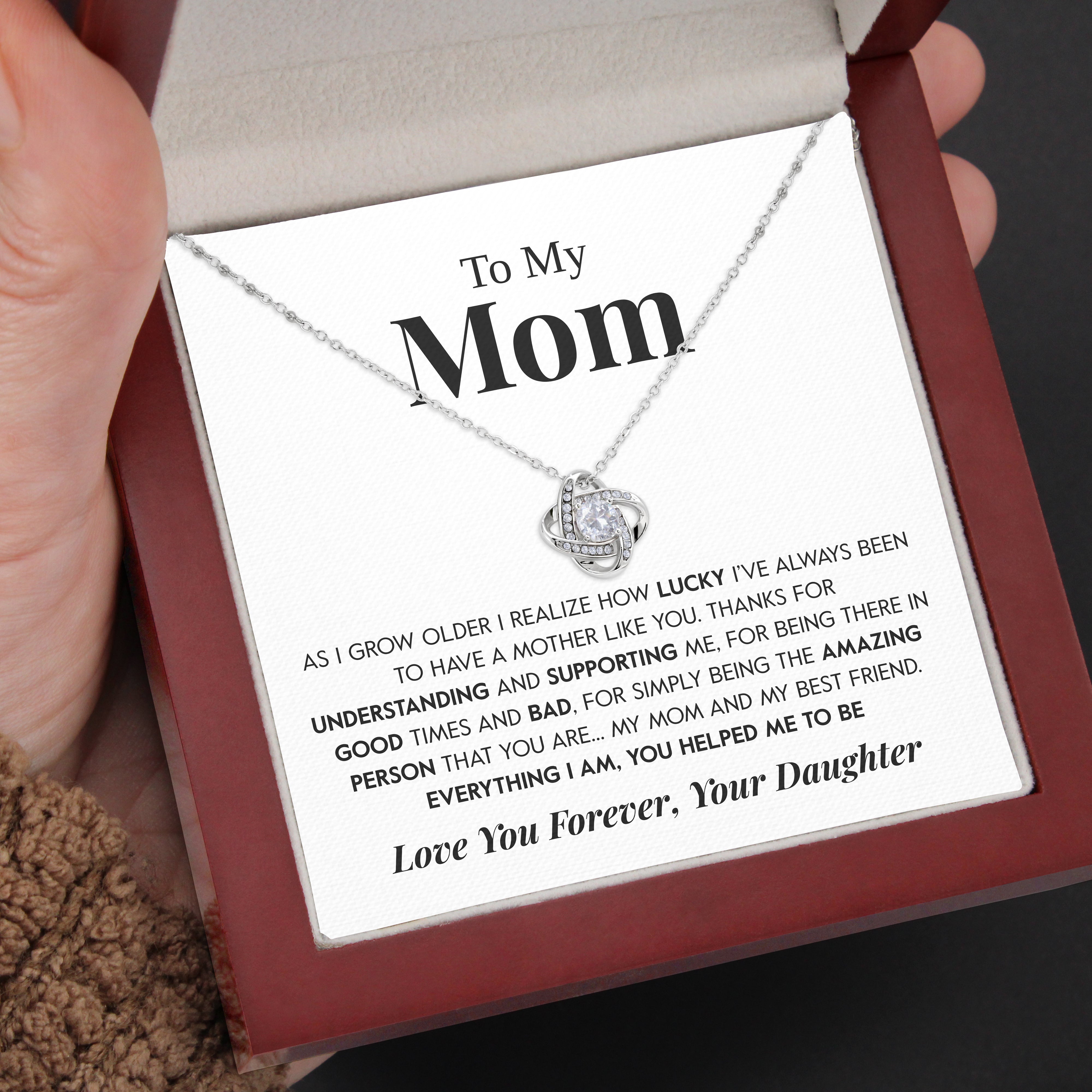 To My Mom | "Amazing Person" | Love Knot Necklace