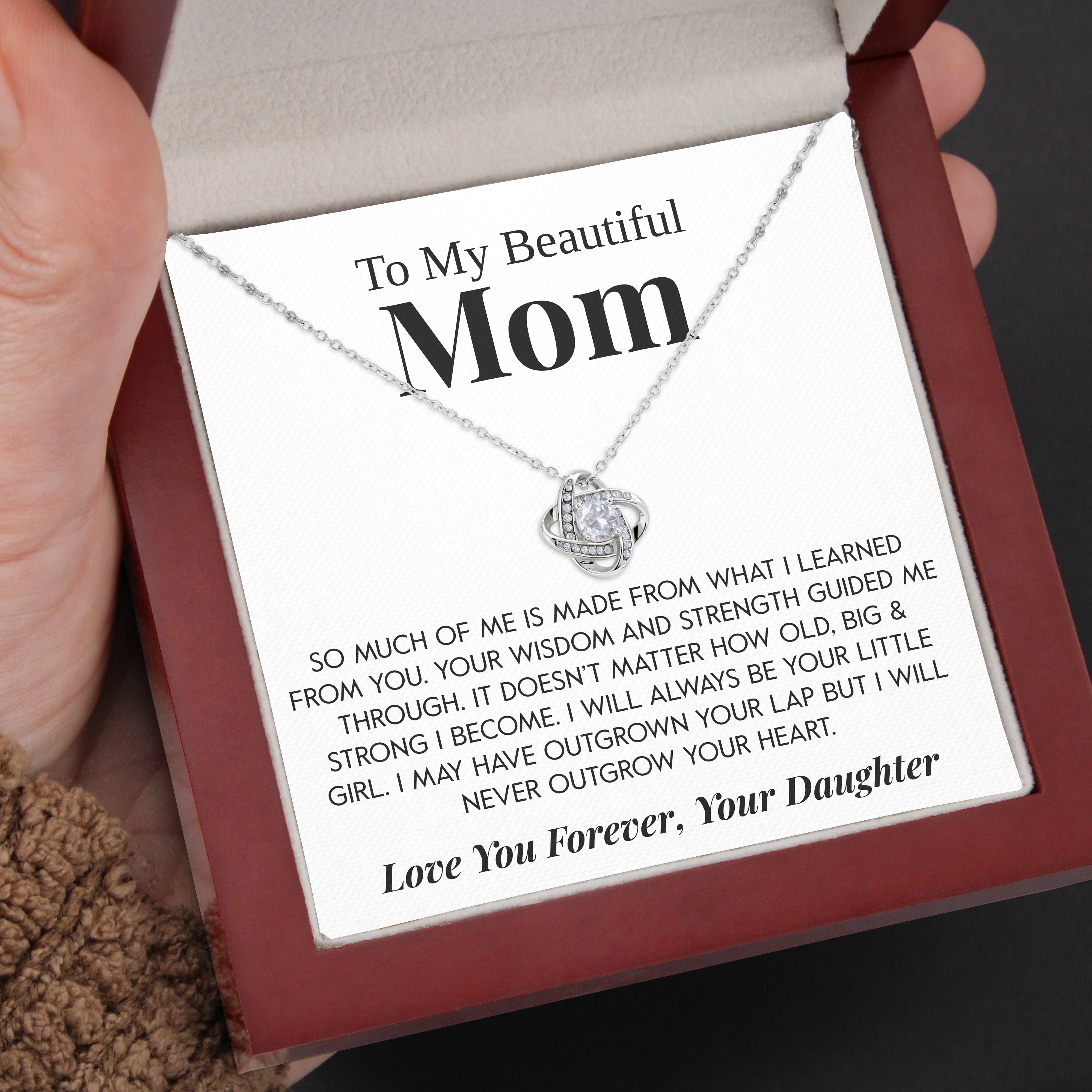 To My Beautiful Mom | "Your Little Girl" | Love Knot Necklace