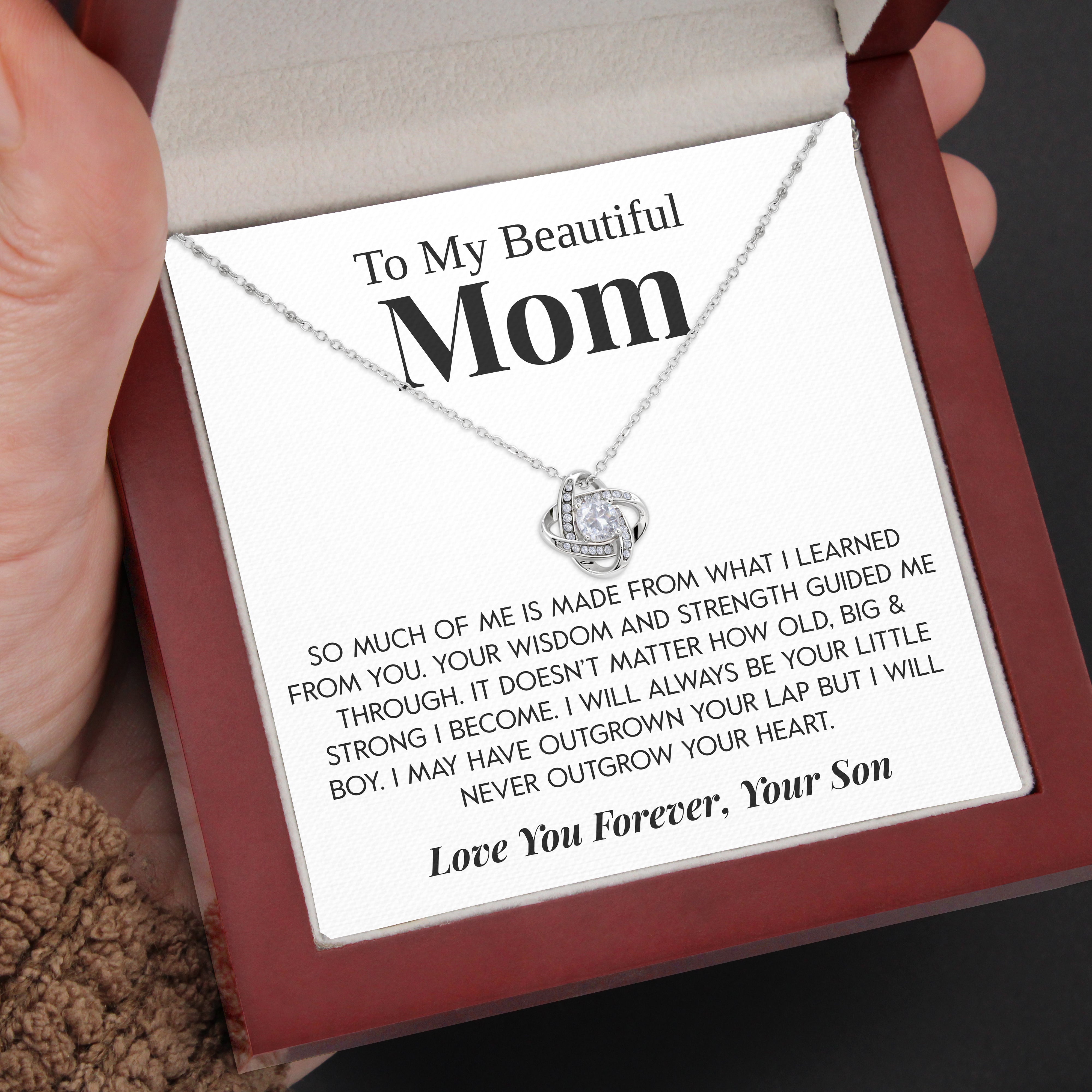 To My Beautiful Mom | "Your Little Boy" | Love Knot Necklace