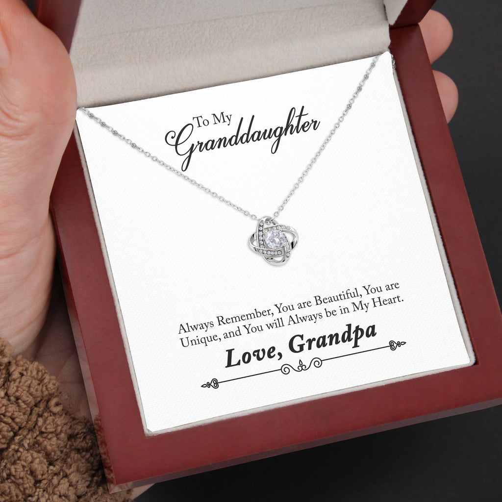 Load image into Gallery viewer, To My Granddaughter | &quot;Always in my Heart&quot; | Love Knot Necklace
