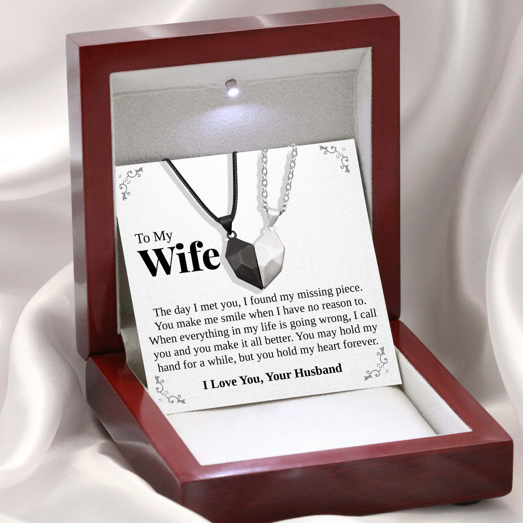 Load image into Gallery viewer, To My Wife | &quot;Hold My Heart&quot; | His-and-Hers Magnetic Hearts Necklaces
