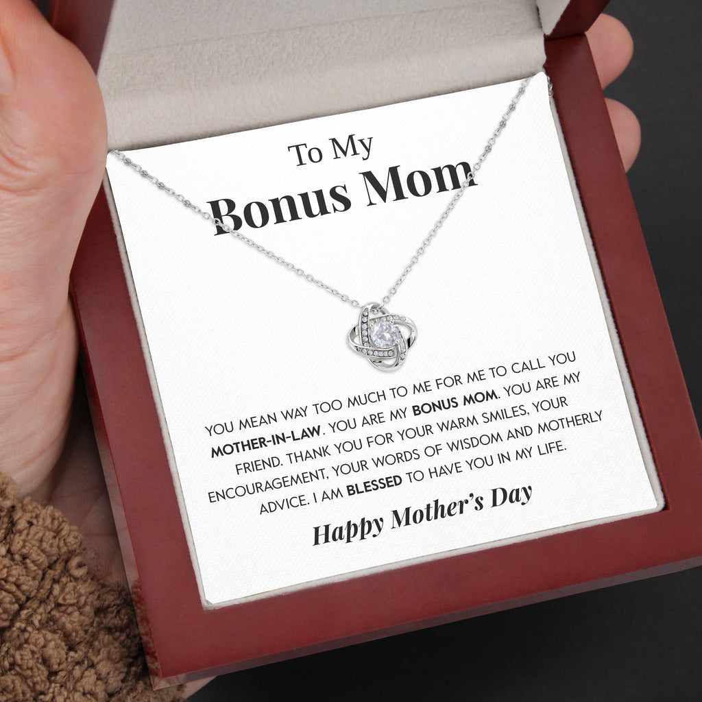 Load image into Gallery viewer, To My Bonus Mom | &quot;My Friend&quot; | Love Knot Necklace
