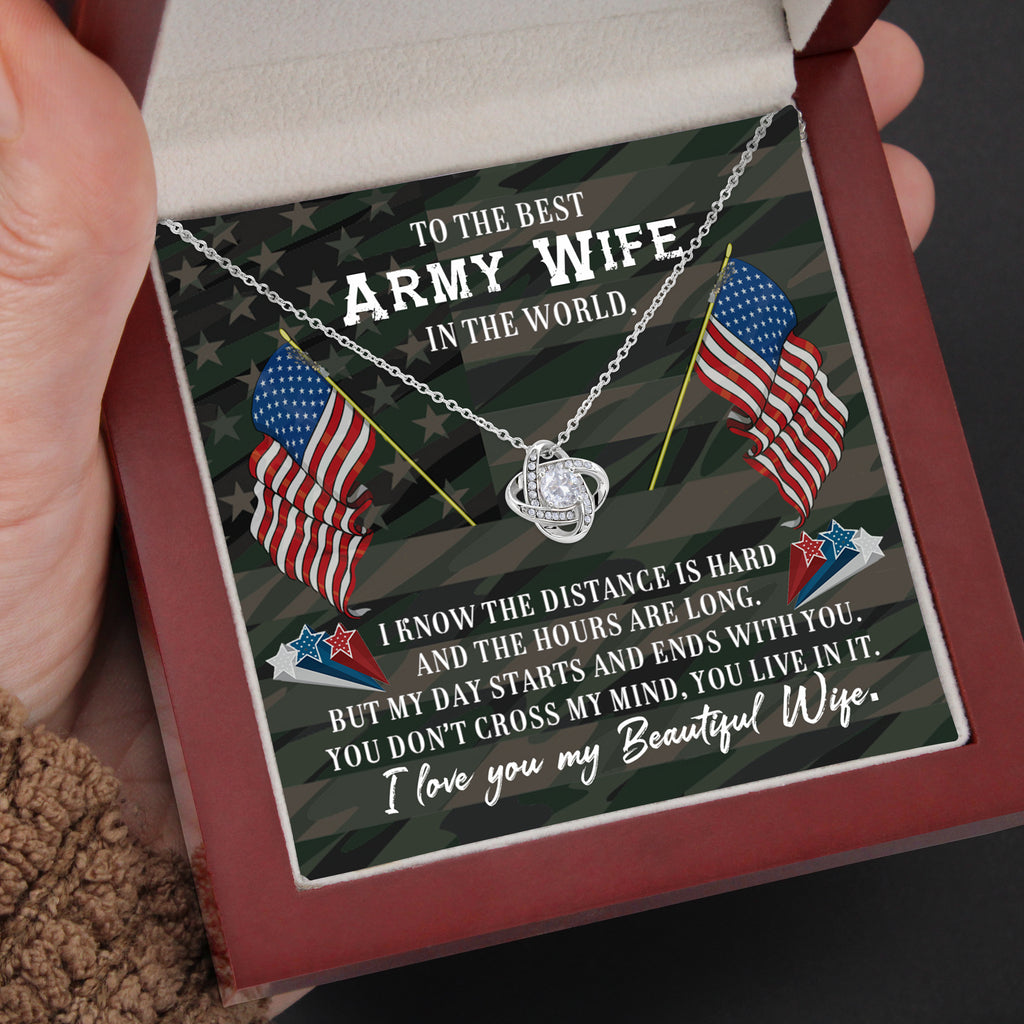 Load image into Gallery viewer, To The Best Army Wife | &quot;You Live in my Mind&quot; | Love Knot Necklace
