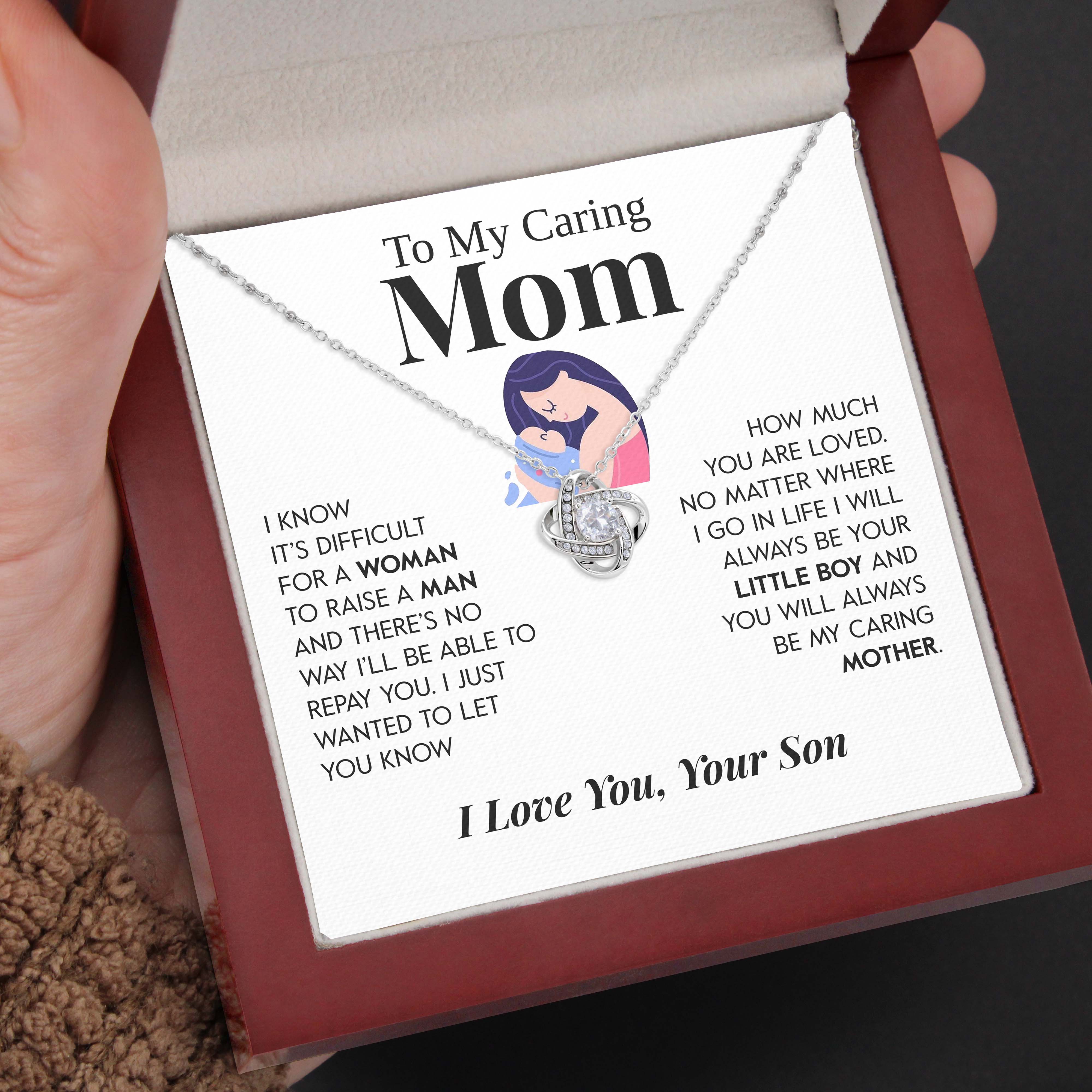 To My Caring Mom | "Your Little Boy" | Love Knot Necklace