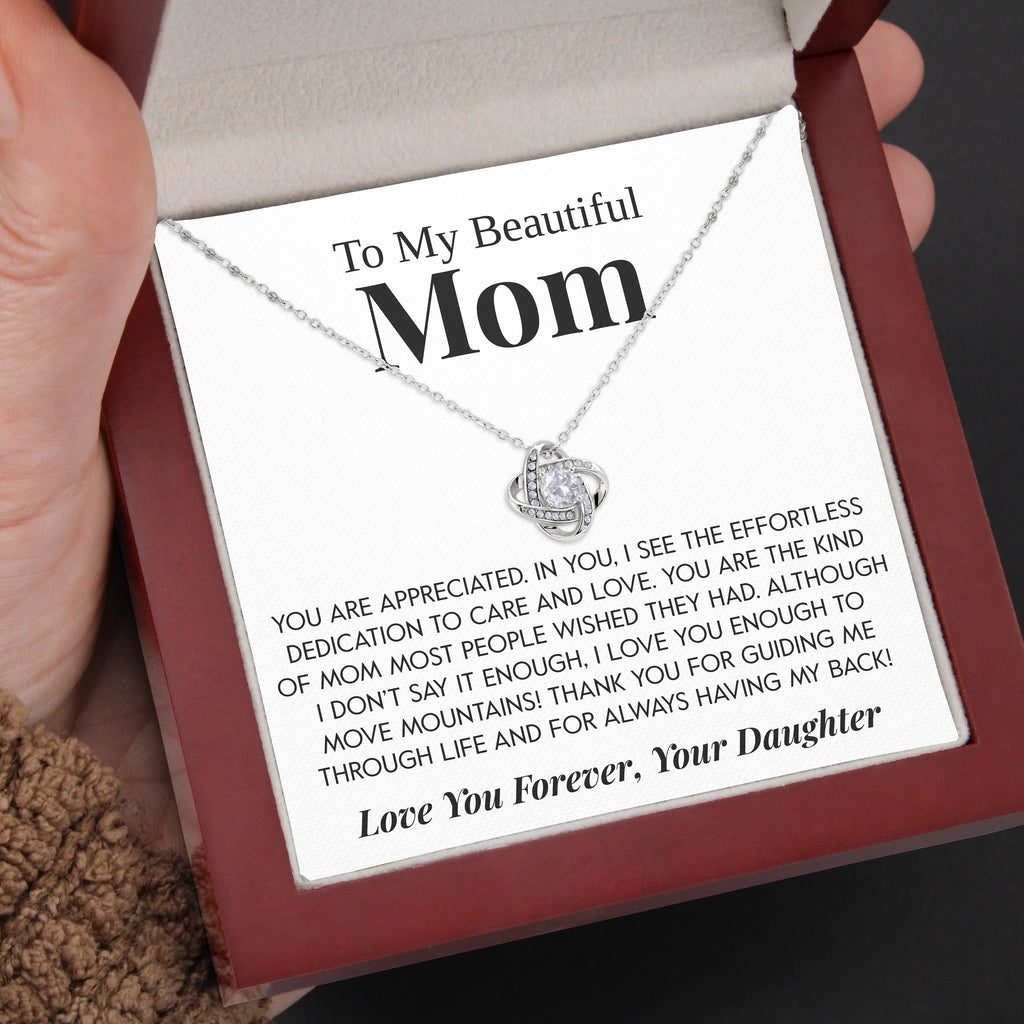 Load image into Gallery viewer, To My Beautiful Mom | &quot;Move Mountains&quot; | Love Knot Necklace
