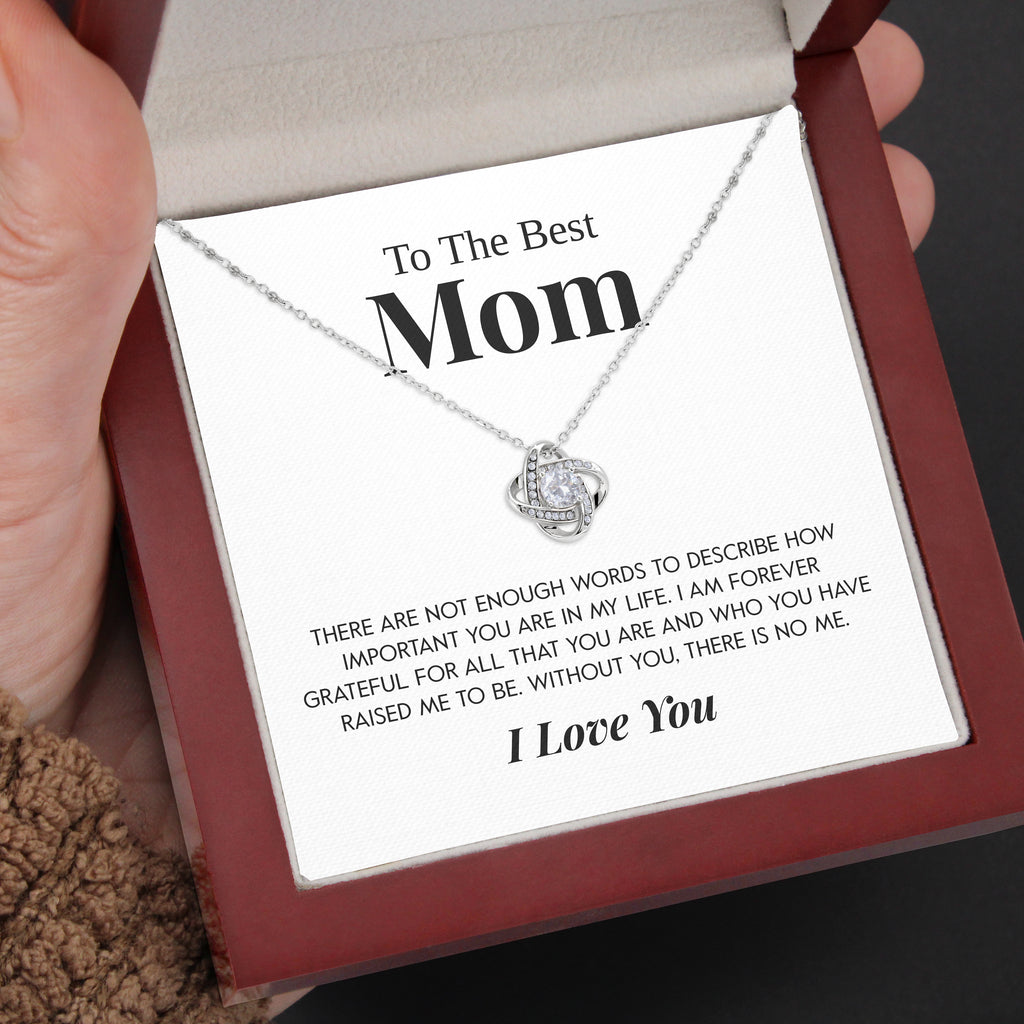 Load image into Gallery viewer, To The Best Mom | &quot;Not Enough Words&quot; | Love Knot Necklace
