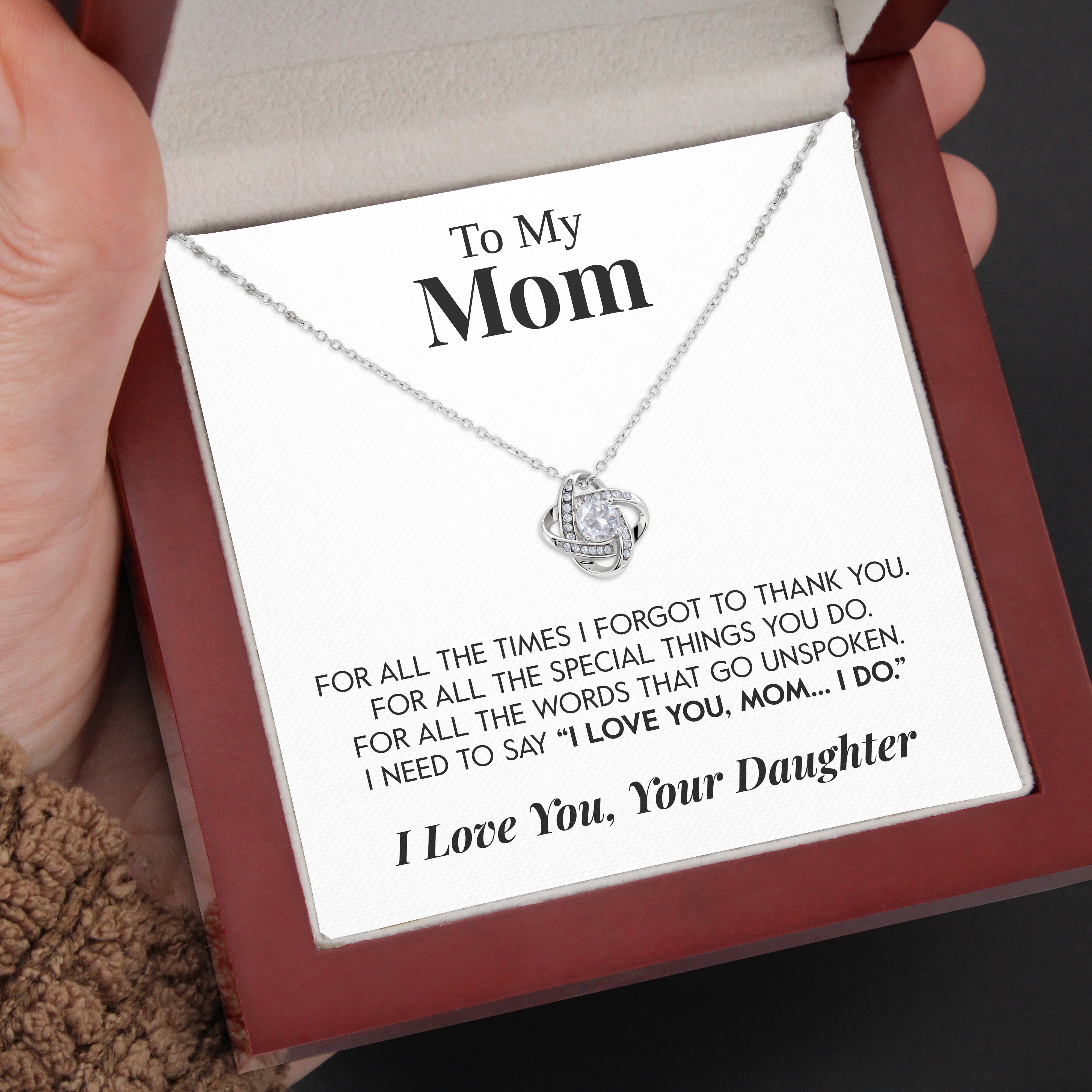 To My Mom | "I Love You" | Love Knot Necklace