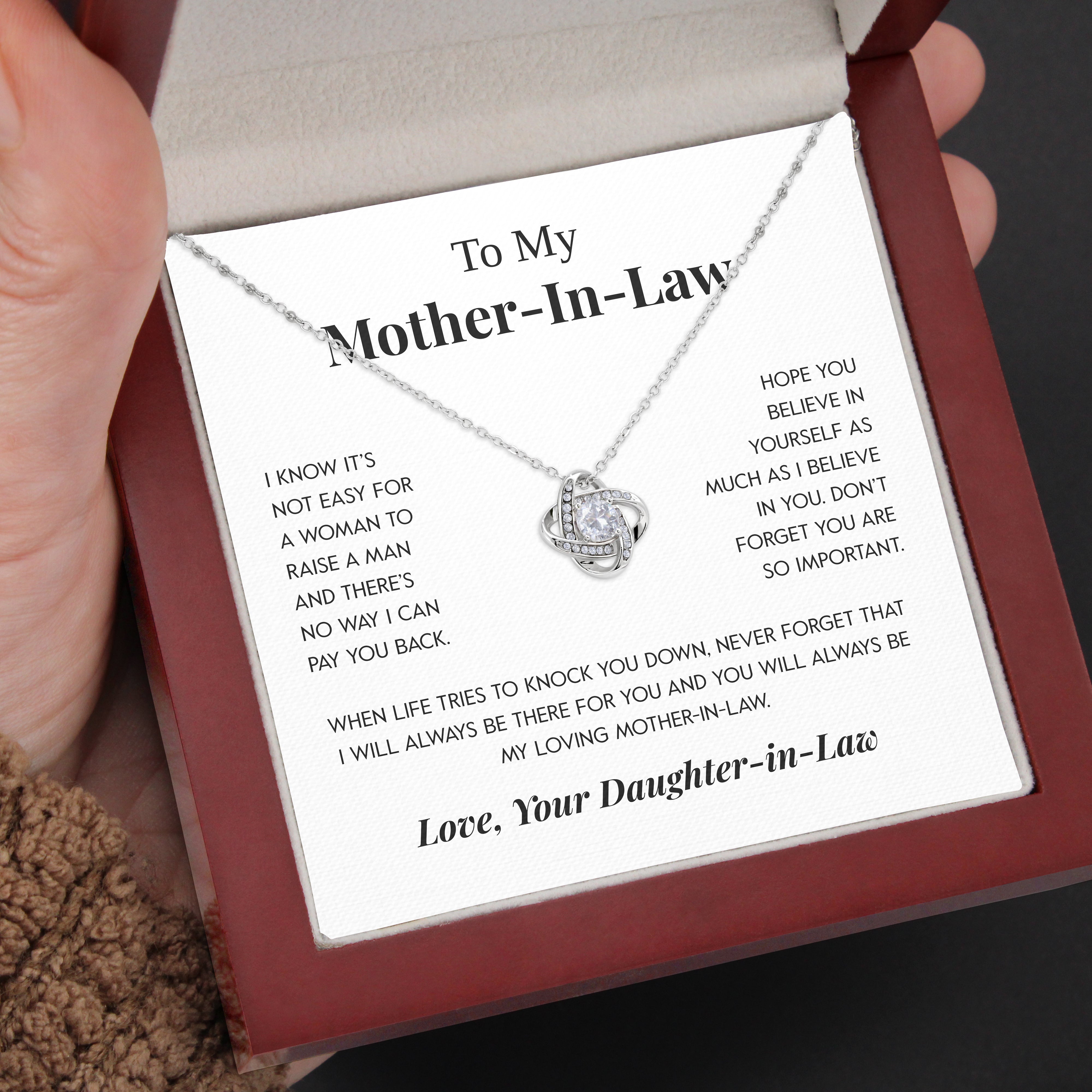 To My Mother-in-Law | "I Believe In You" | Love Knot Necklace