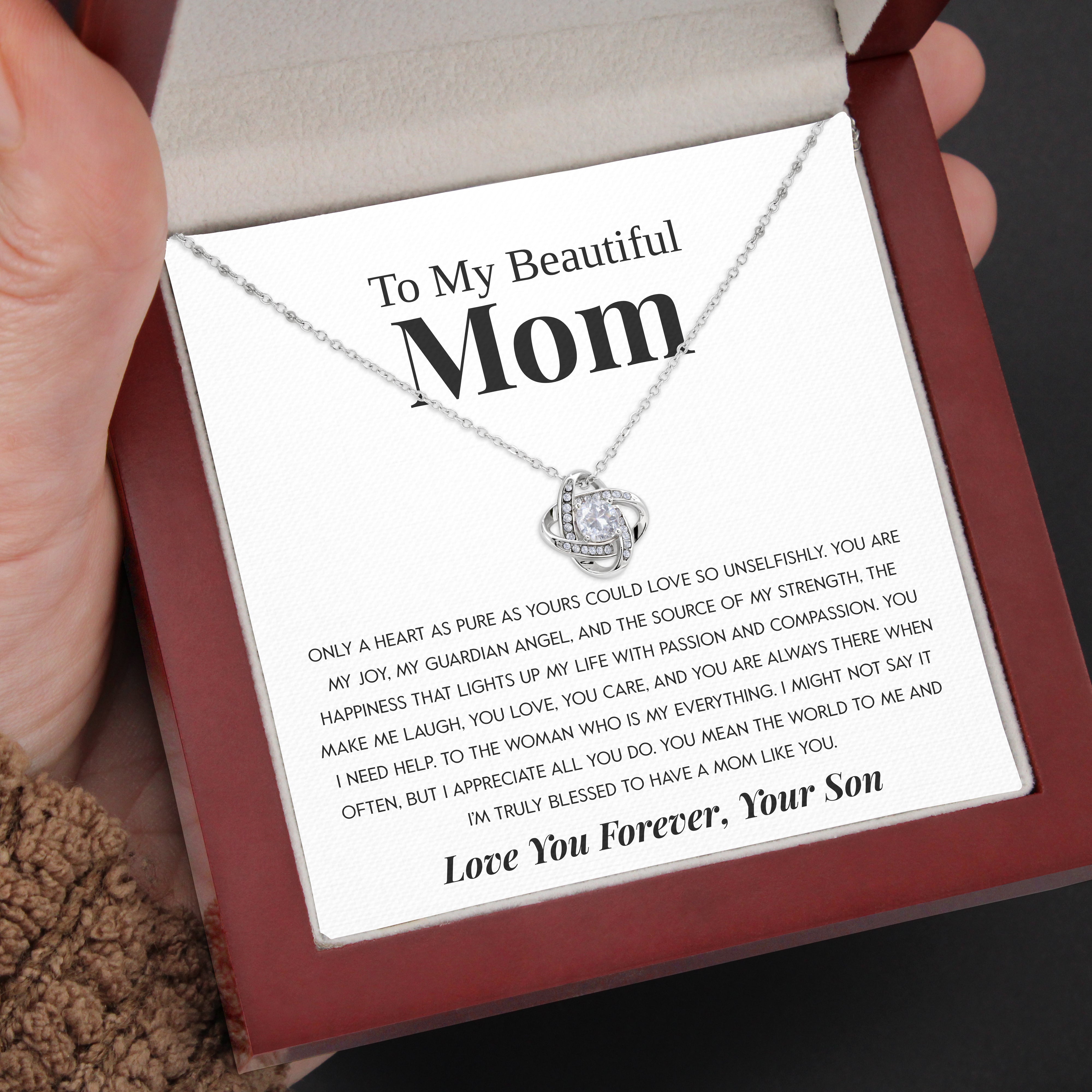 To My Beautiful Mom | "My Everything" | Love Knot Necklace