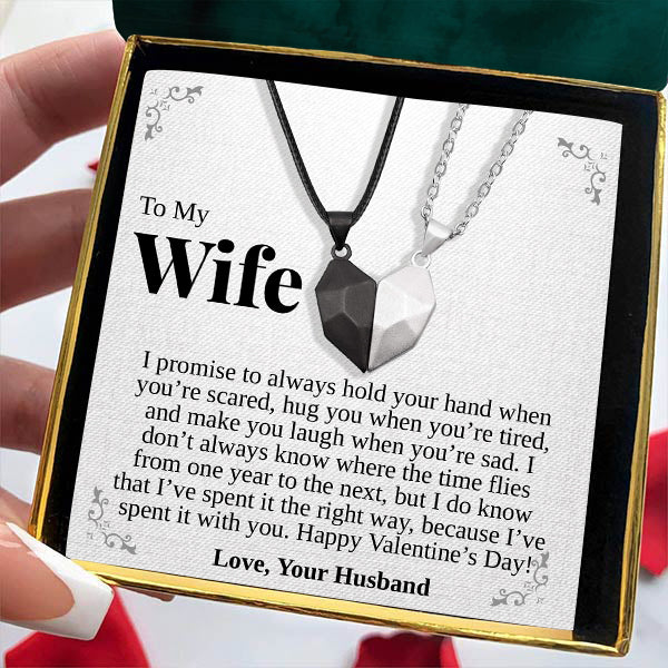 Load image into Gallery viewer, To My Wife | &quot;The Right Way&quot; | His-and-Hers Magnetic Hearts Necklaces
