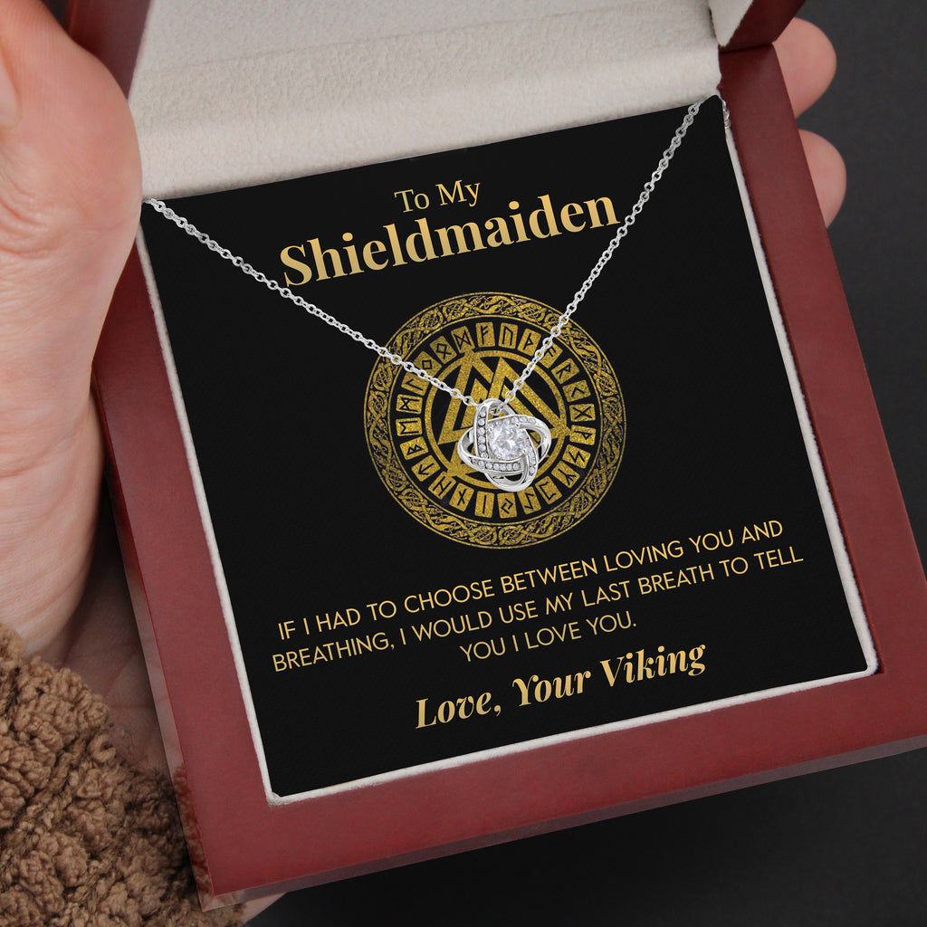 Load image into Gallery viewer, To My Shieldmaiden | &quot;My Last Breath&quot; | Love Knot Necklace
