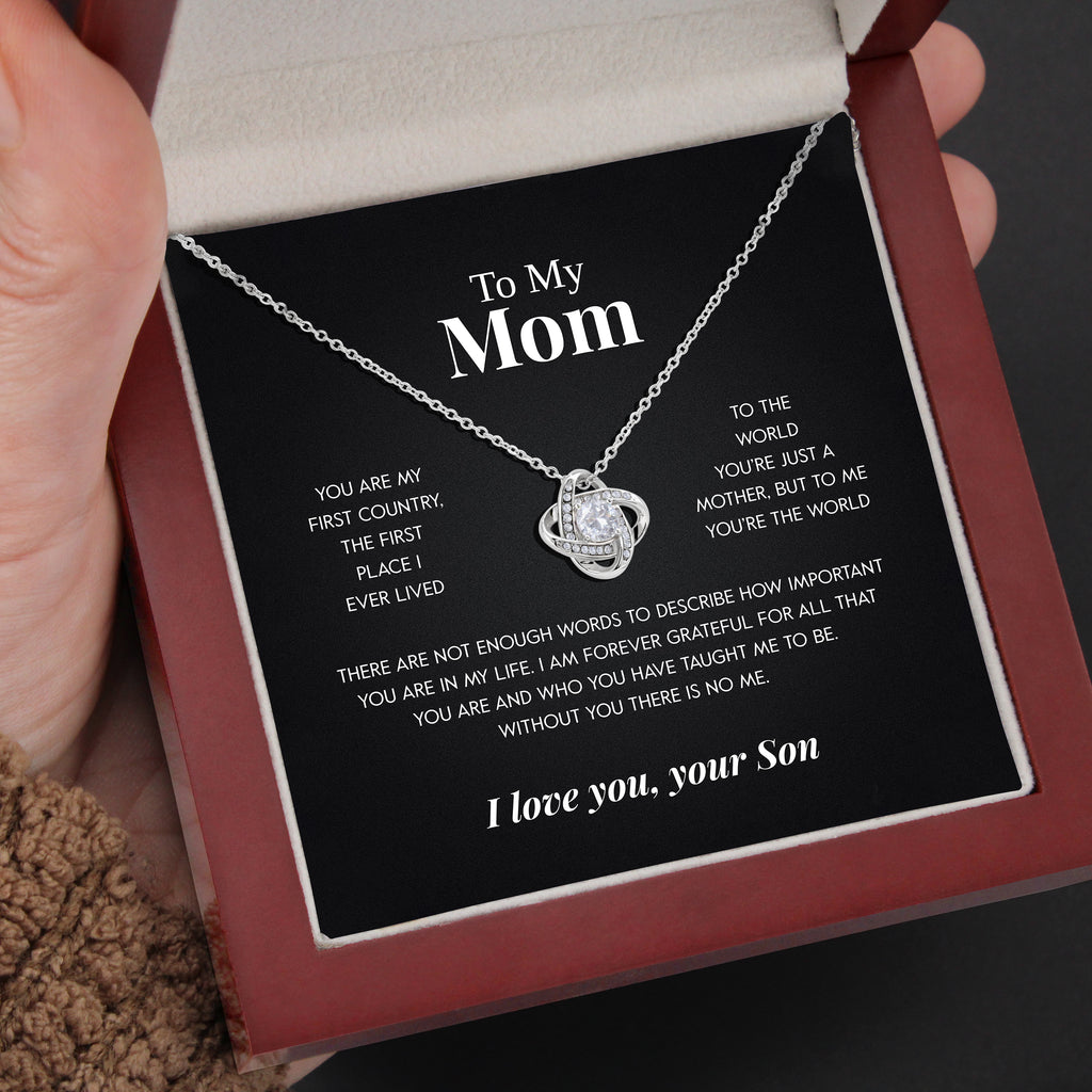 Load image into Gallery viewer, To My Mom | &quot;My First Country&quot; | Love Knot Necklace
