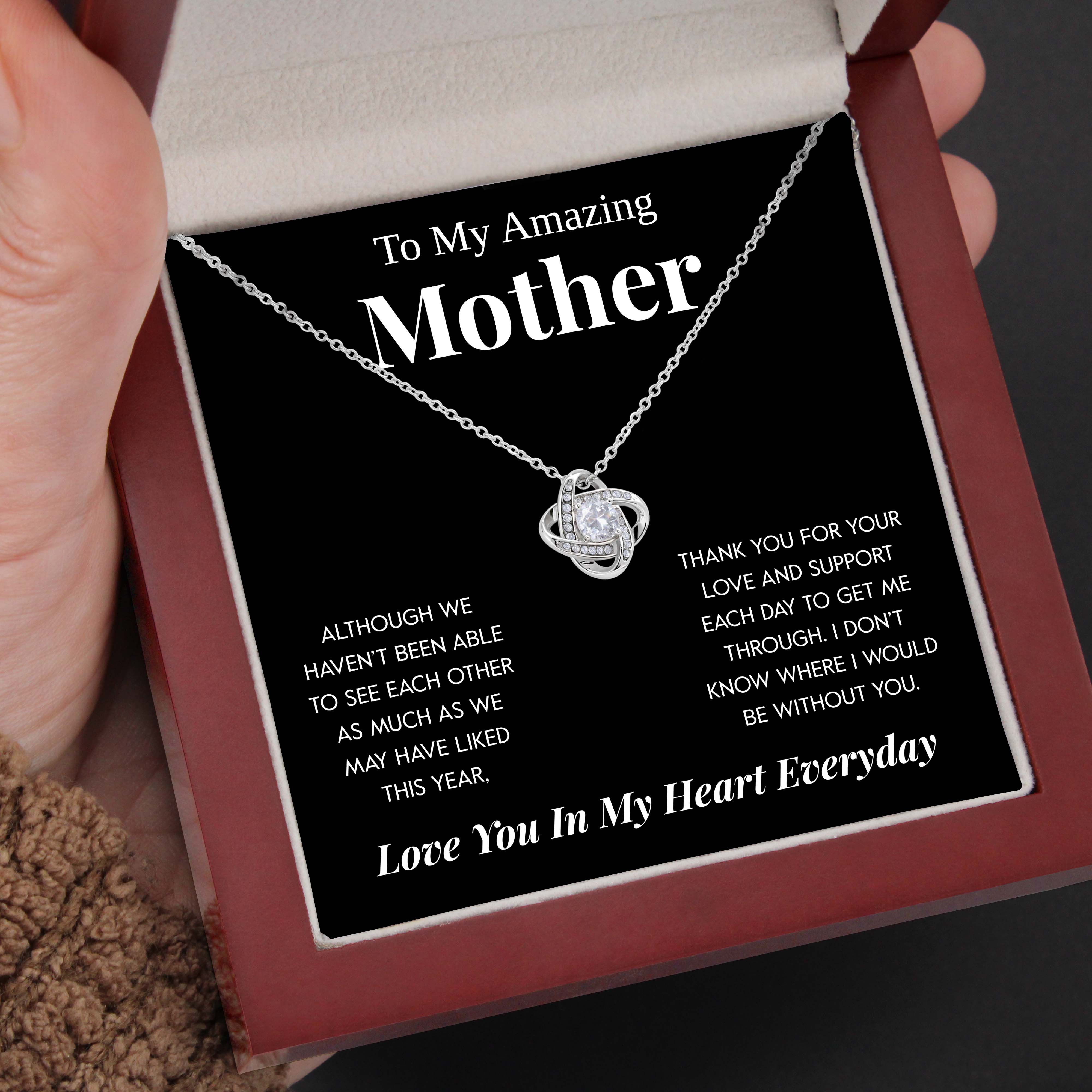 To My Amazing Mother | "In My Heart" | Love Knot Necklace
