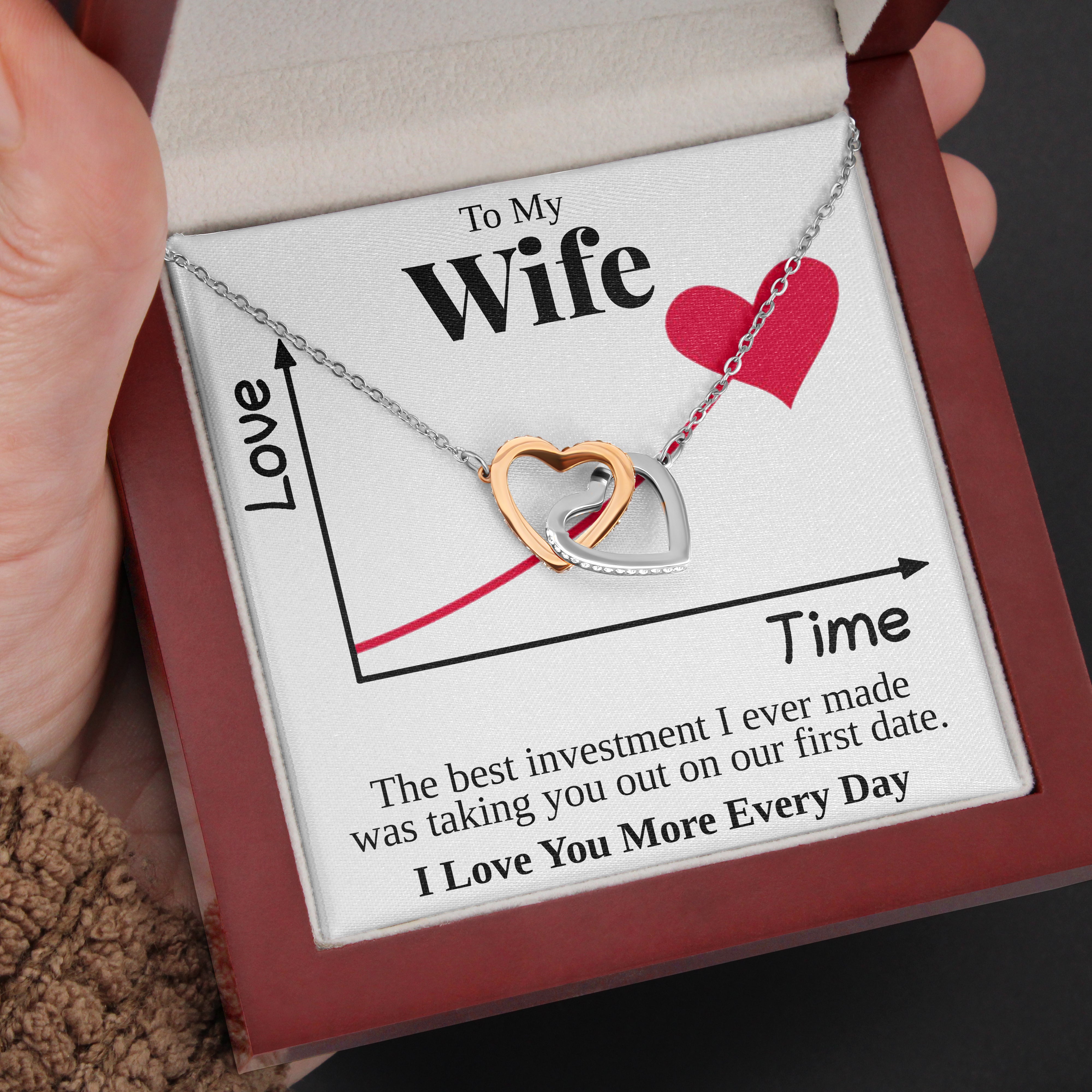 To My Wife | "The Best Investment" | Interlocking Hearts Necklace
