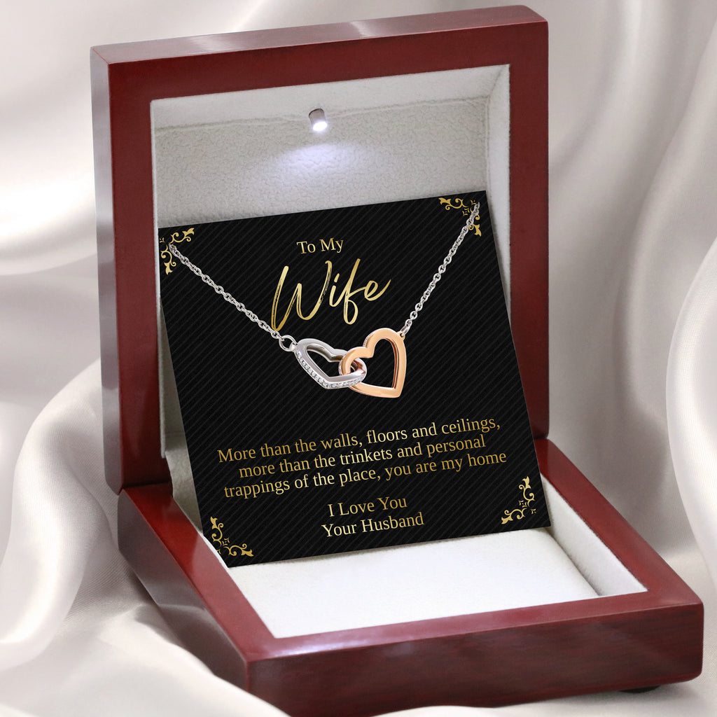 Load image into Gallery viewer, To My Wife | &quot;My Home&quot; | Interlocking Hearts Necklace
