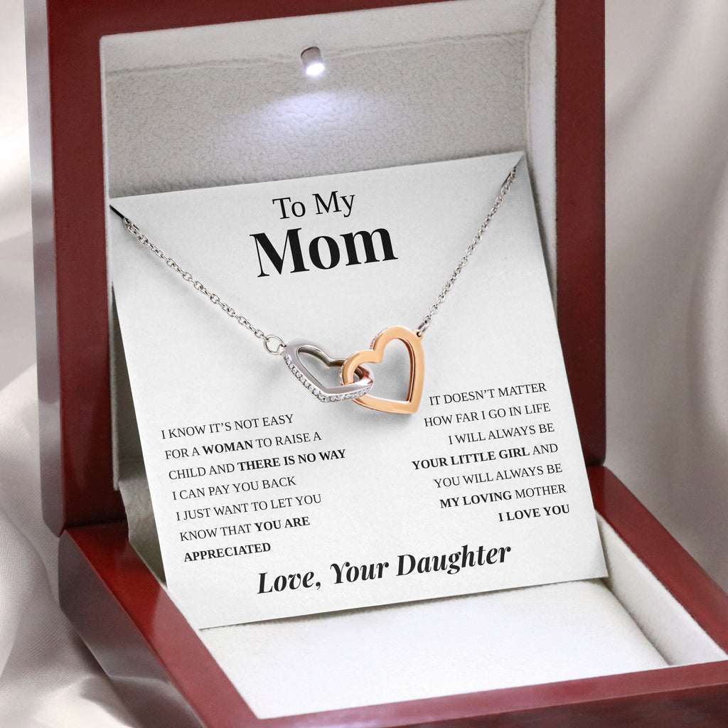 Load image into Gallery viewer, To My Mom | &quot;My Loving Mother&quot; | Interlocking Hearts Necklace
