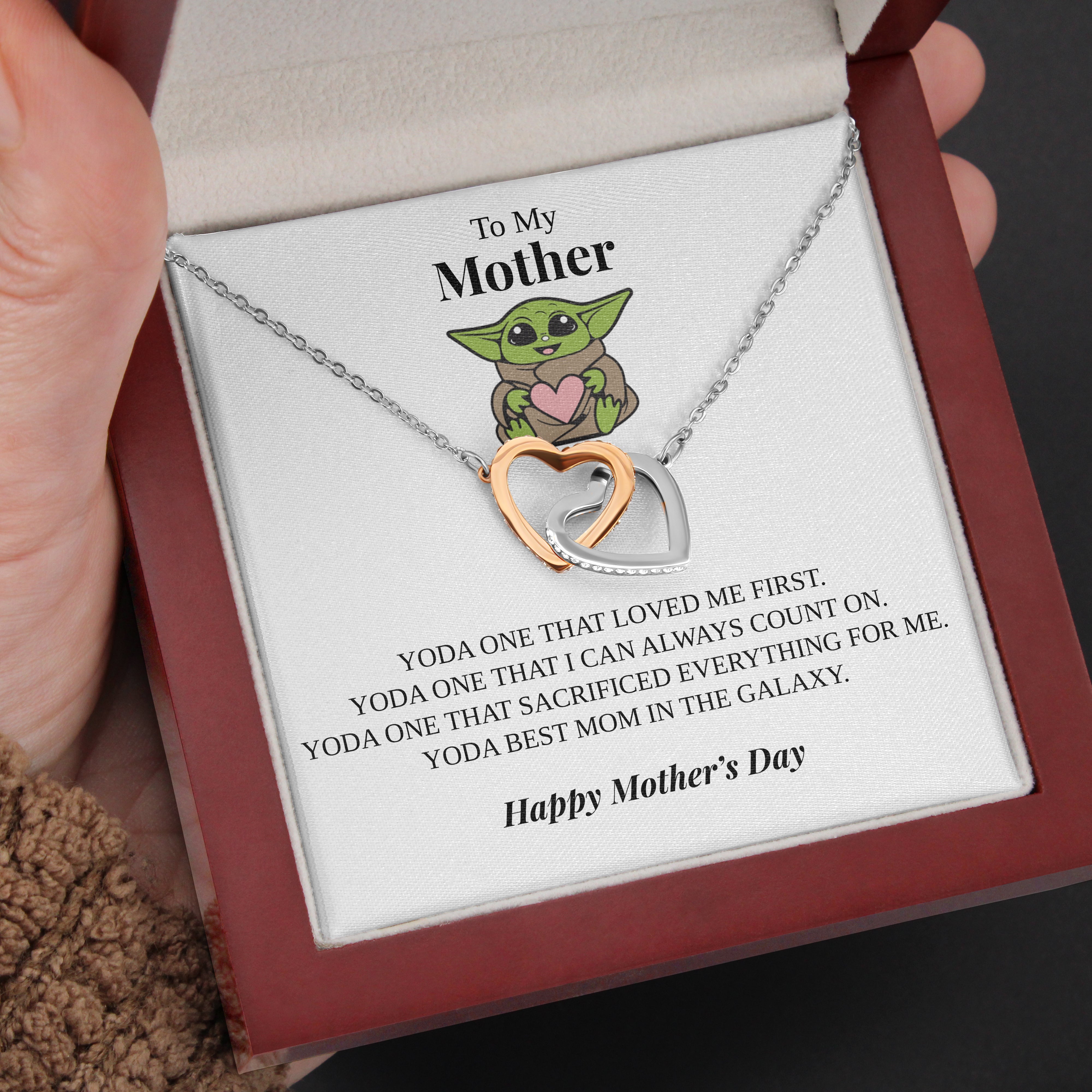 To My Mother | "Yoda Mom" | Interlocking Hearts Necklace