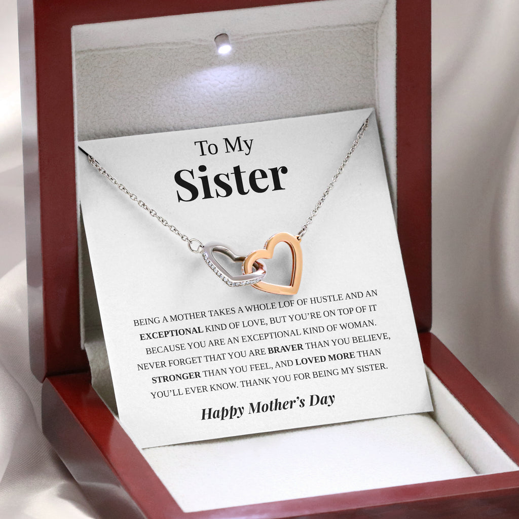 Load image into Gallery viewer, To My Sister | &quot;An Exceptional Woman&quot; | Interlocking Hearts Necklace
