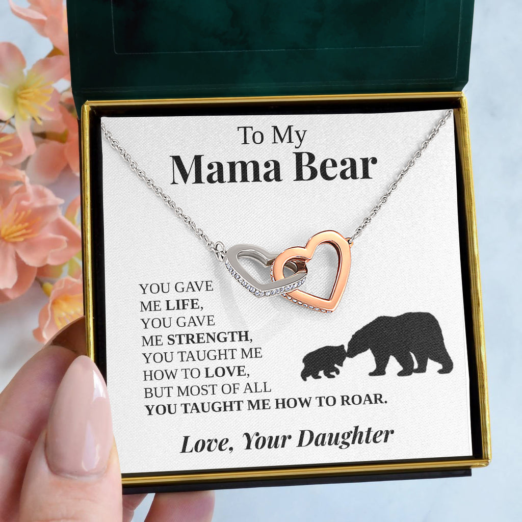 Load image into Gallery viewer, To My Mama Bear | &quot;Mama Bear&quot; | Interlocking Hearts Necklace
