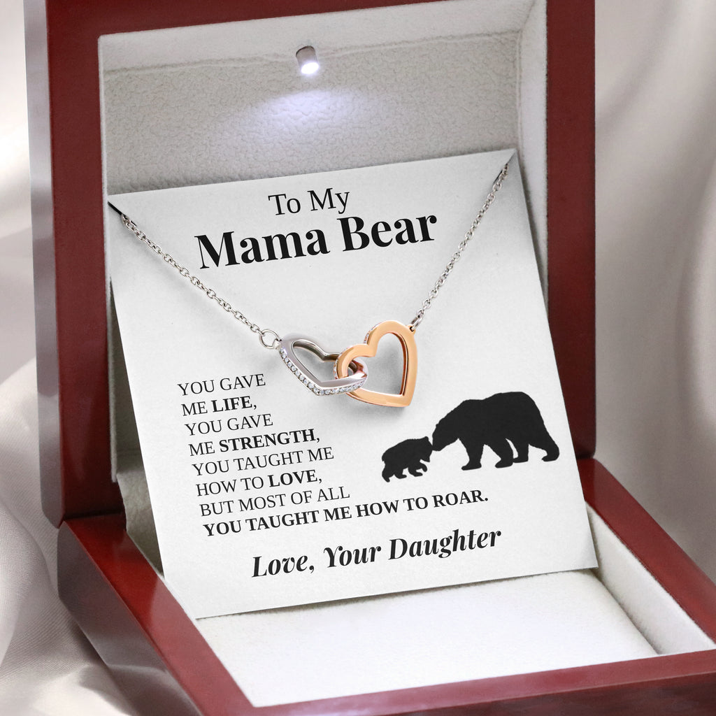 Load image into Gallery viewer, To My Mama Bear | &quot;Mama Bear&quot; | Interlocking Hearts Necklace
