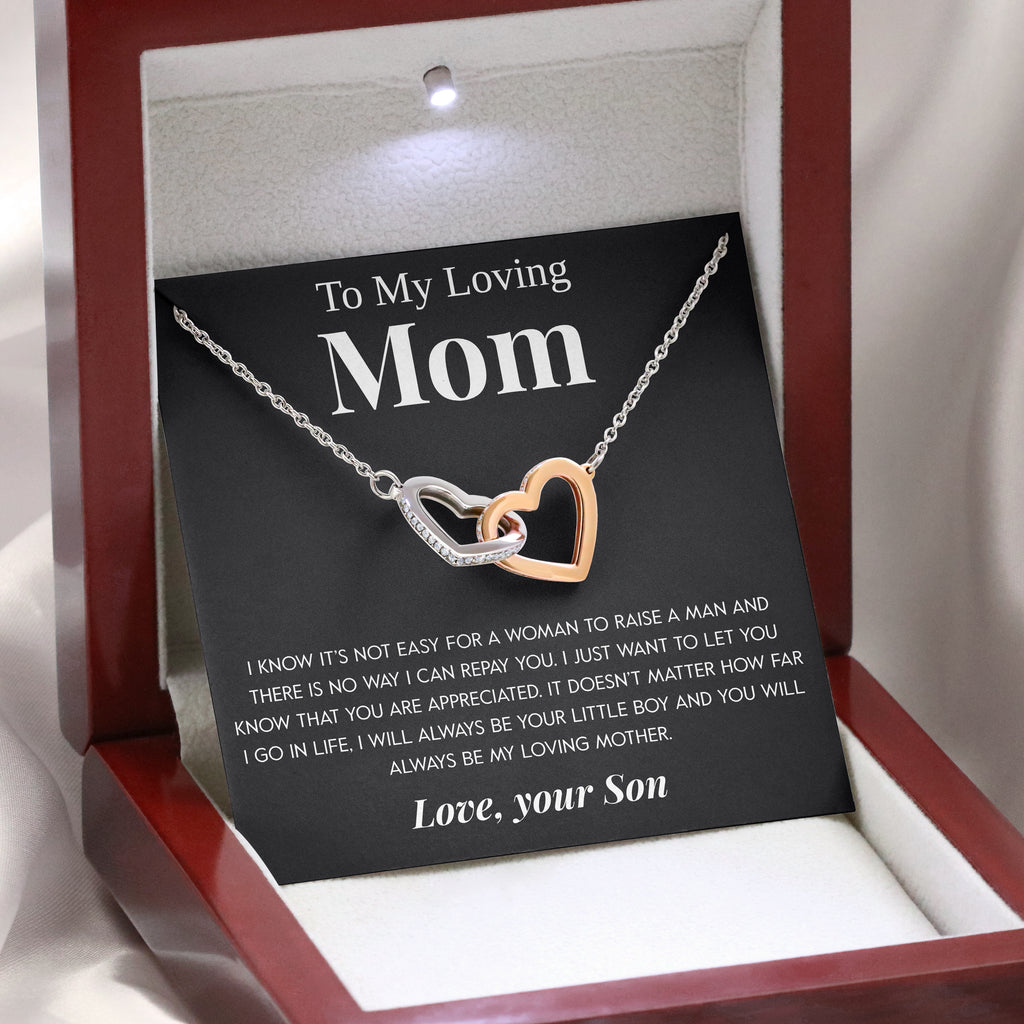 Load image into Gallery viewer, To My Loving Mom | &quot;My Loving Mother&quot; | Interlocking Hearts Necklace
