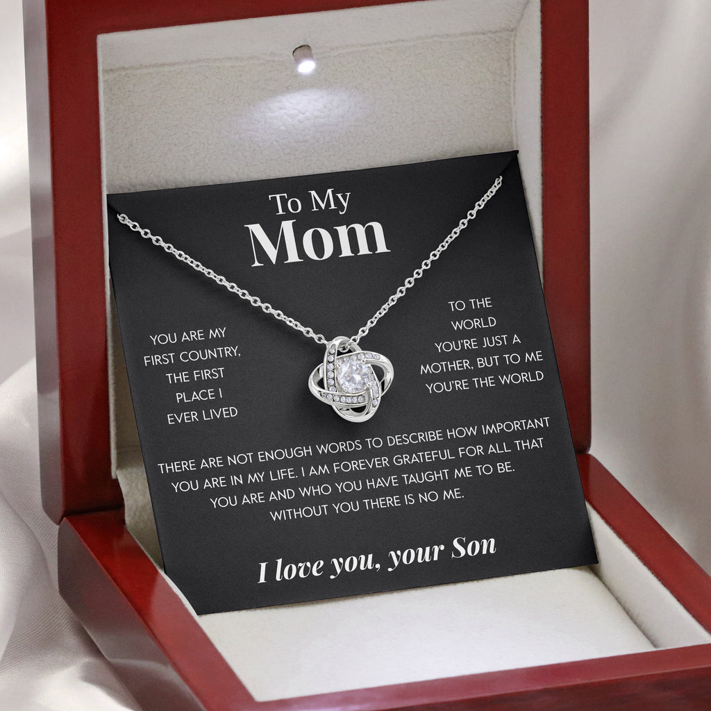 Load image into Gallery viewer, To My Mom | &quot;My First Country&quot; | Love Knot Necklace
