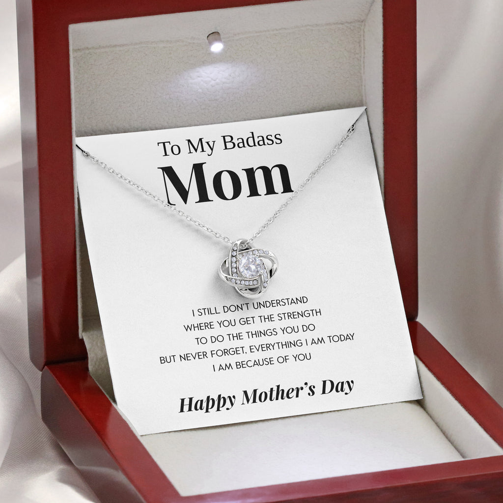 Load image into Gallery viewer, To My Badass Mom | &quot;Everything I Am&quot; | Love Knot Necklace
