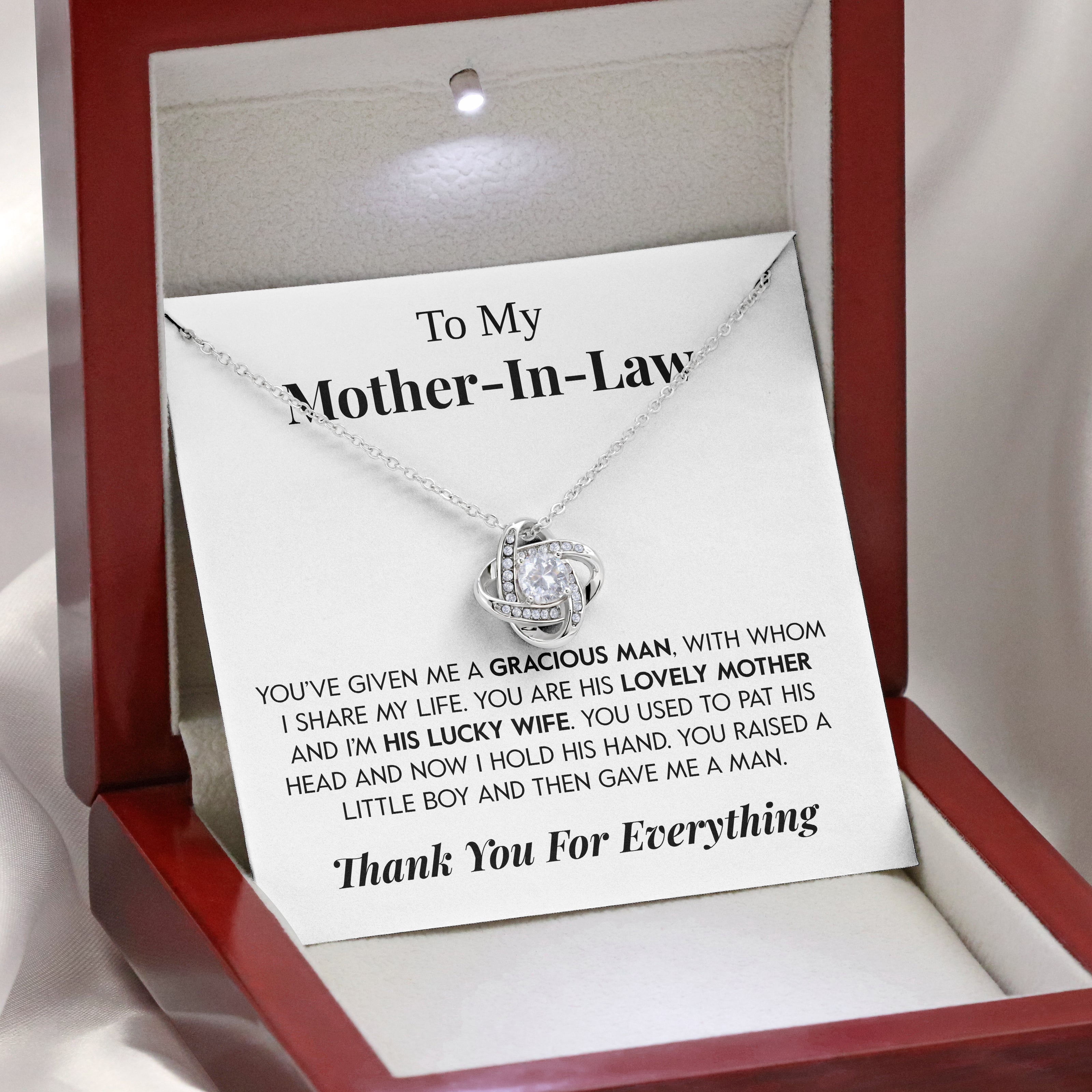 To My Mother-in-Law | "Thank You For Everything" | Love Knot Necklace