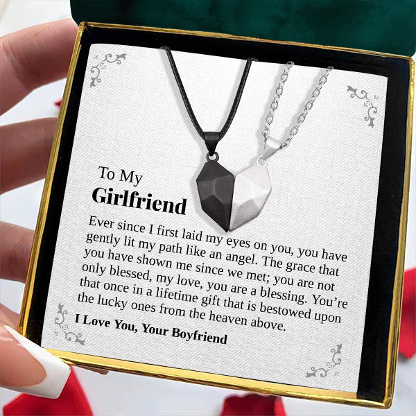 To My Girlfriend | "The Heaven Above" | His-and-Hers Magnetic Hearts Necklaces