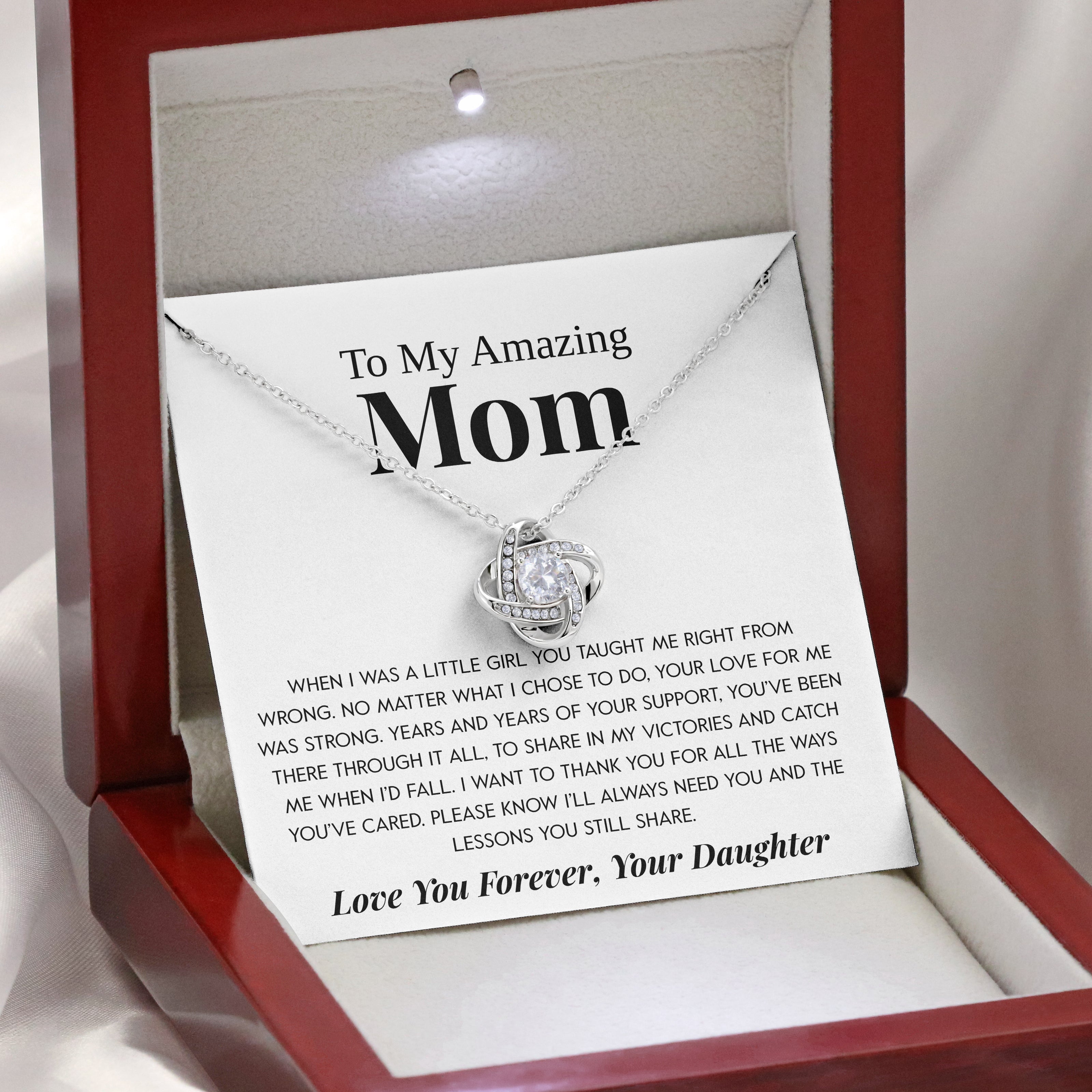 To My Amazing Mom | "Your Support" | Love Knot Necklace