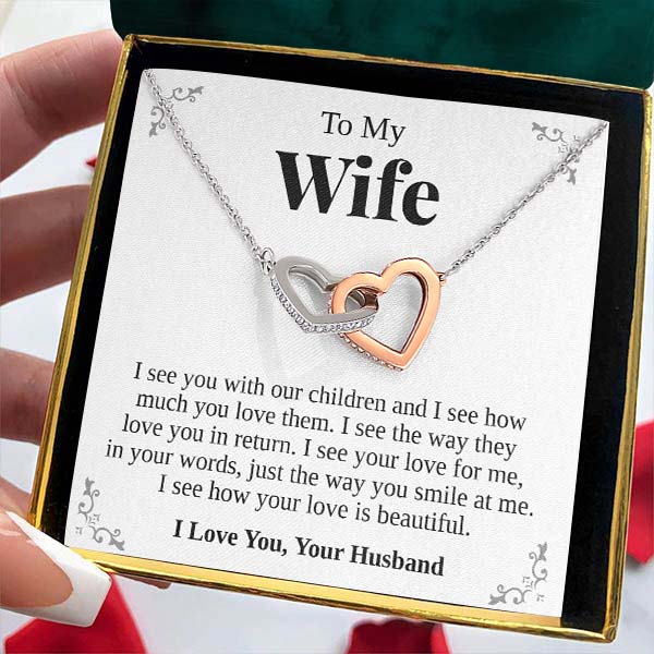 Load image into Gallery viewer, To My Wife | “I See You” | Interlocking Hearts Necklace
